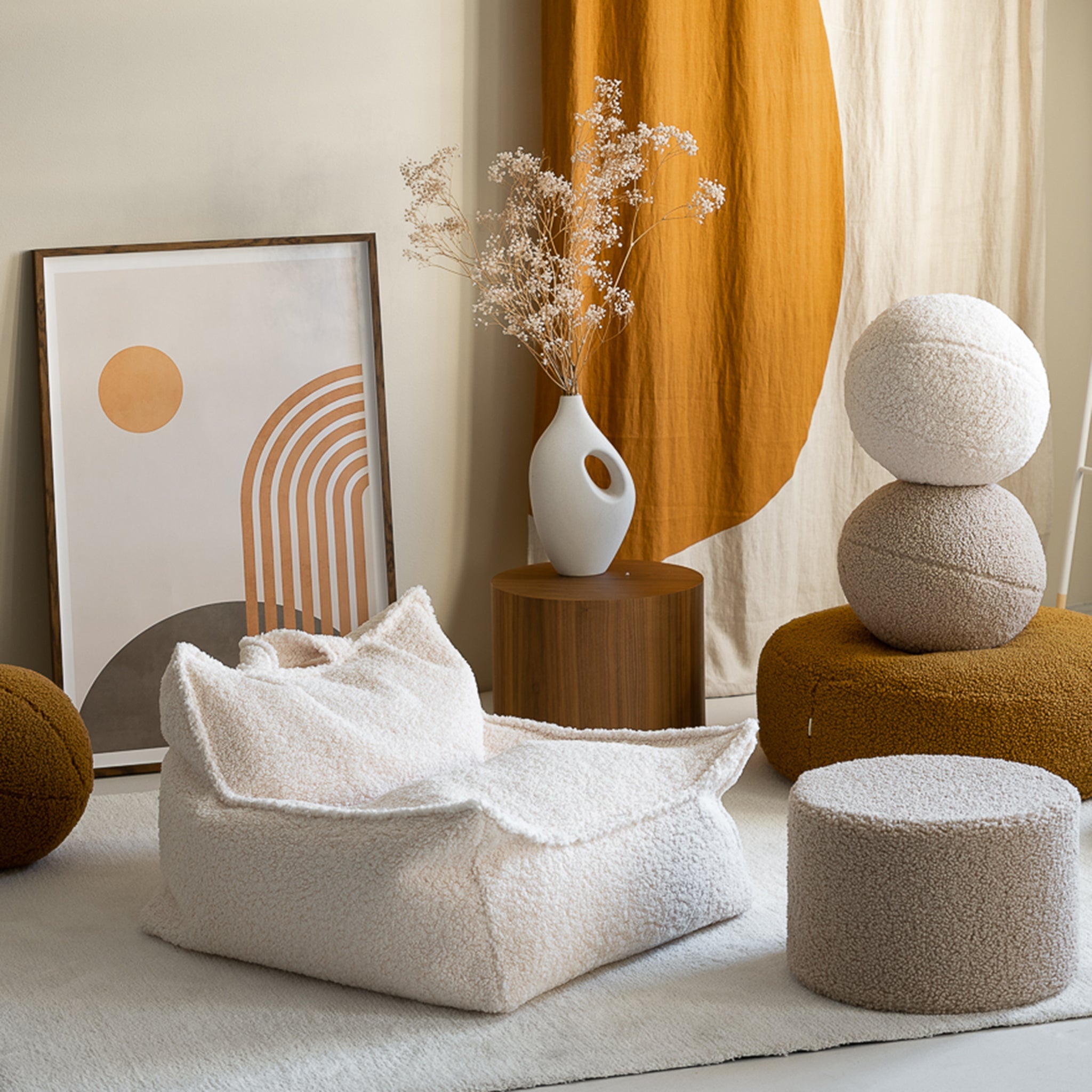 Wigiwama Sitzsack und Ottoman Set Cream White