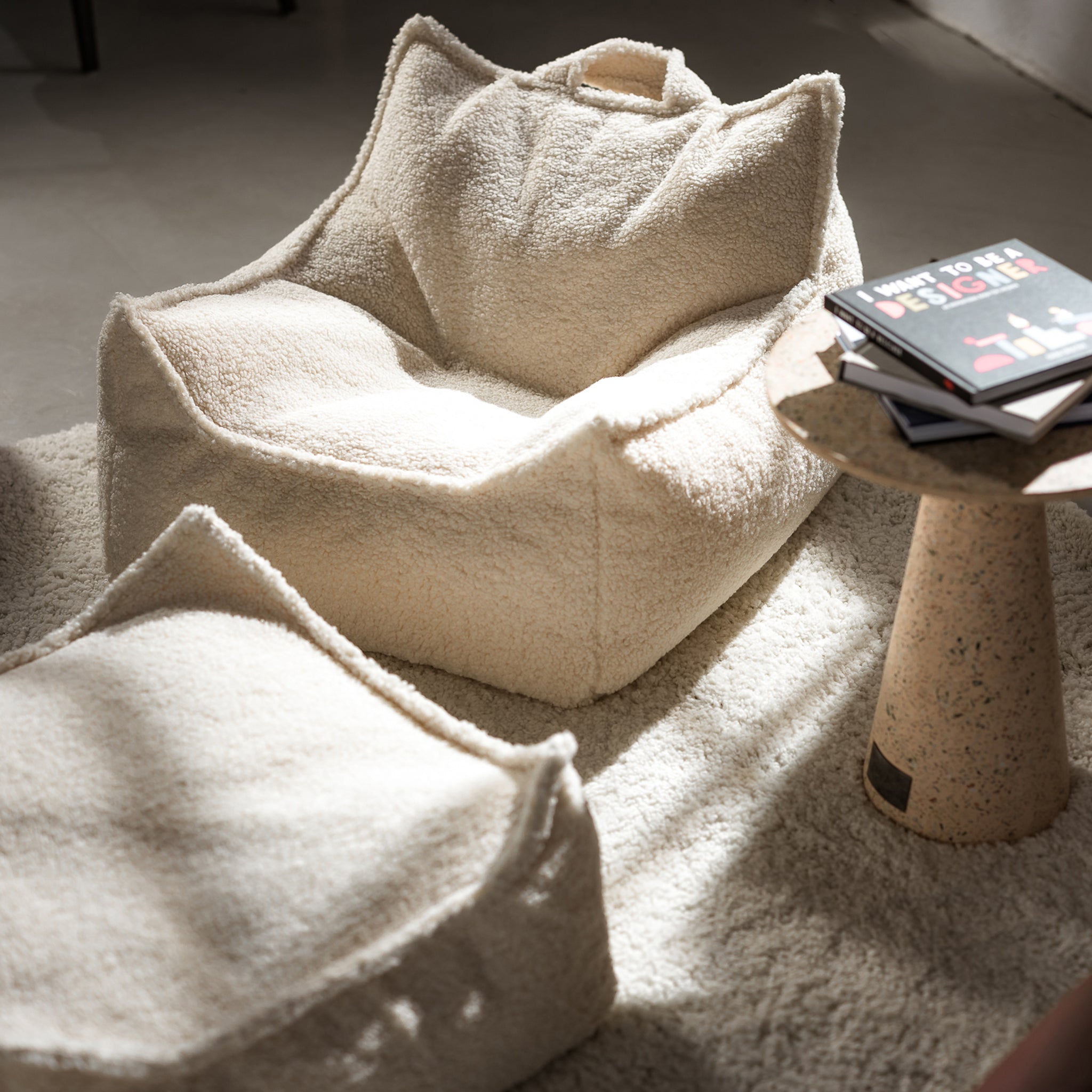 Wigiwama Sitzsack und Ottoman Set Cream White