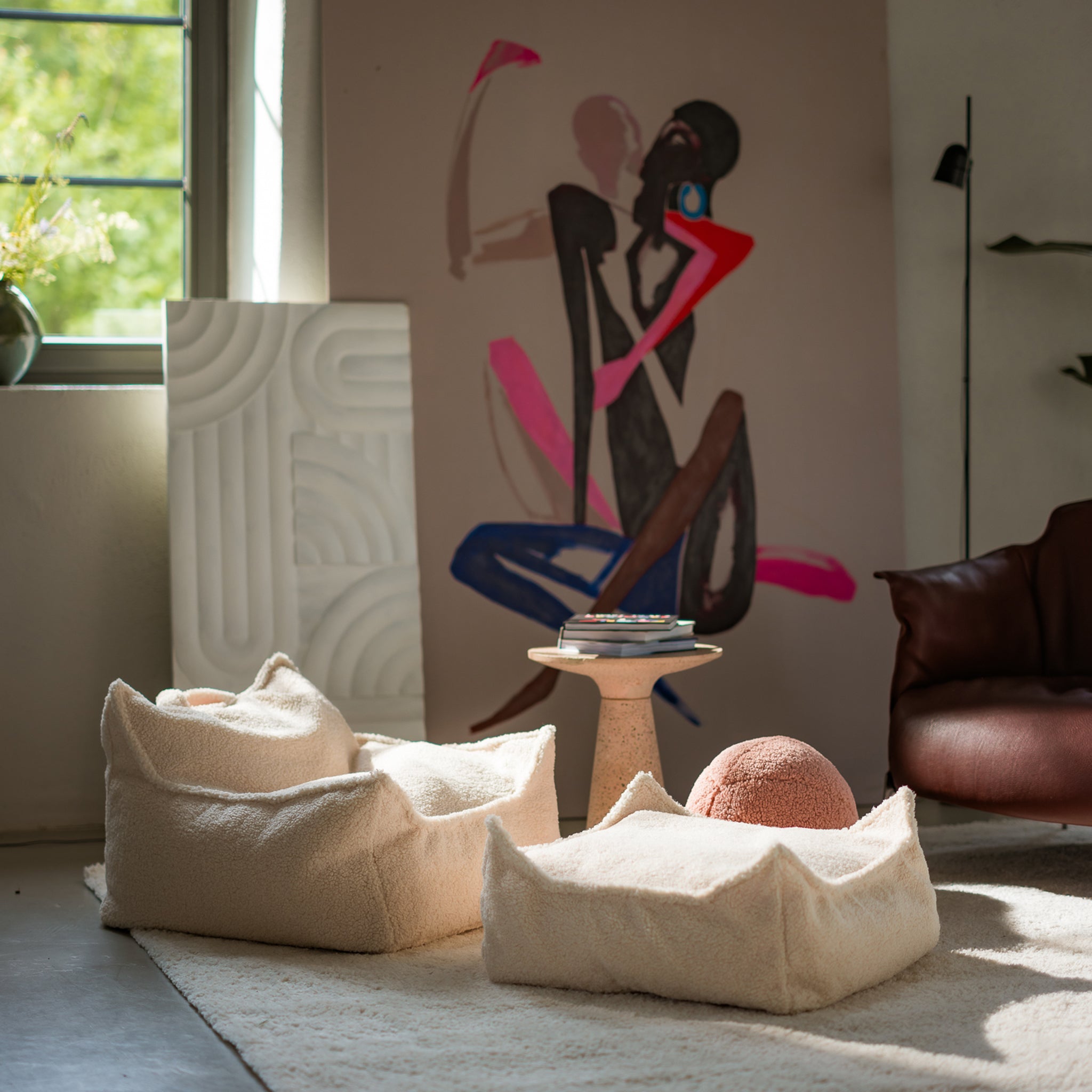 Wigiwama Sitzsack und Ottoman Set Cream White