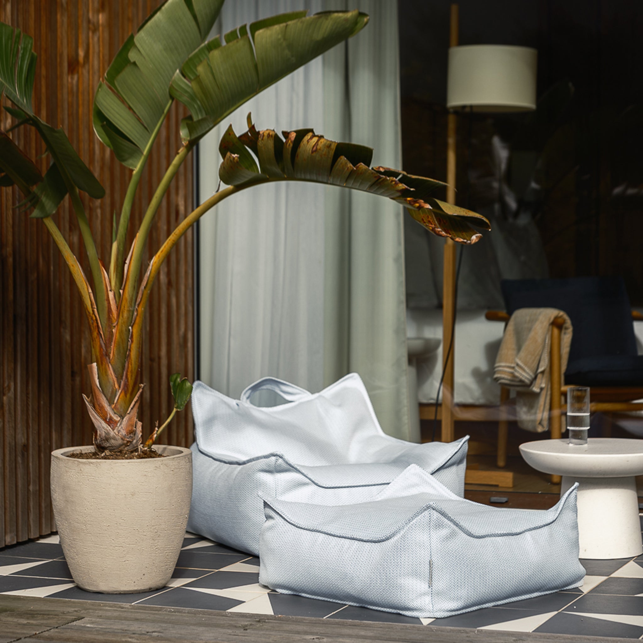 Wigiwama Beanbag and Ottoman Set Outdoor Azure