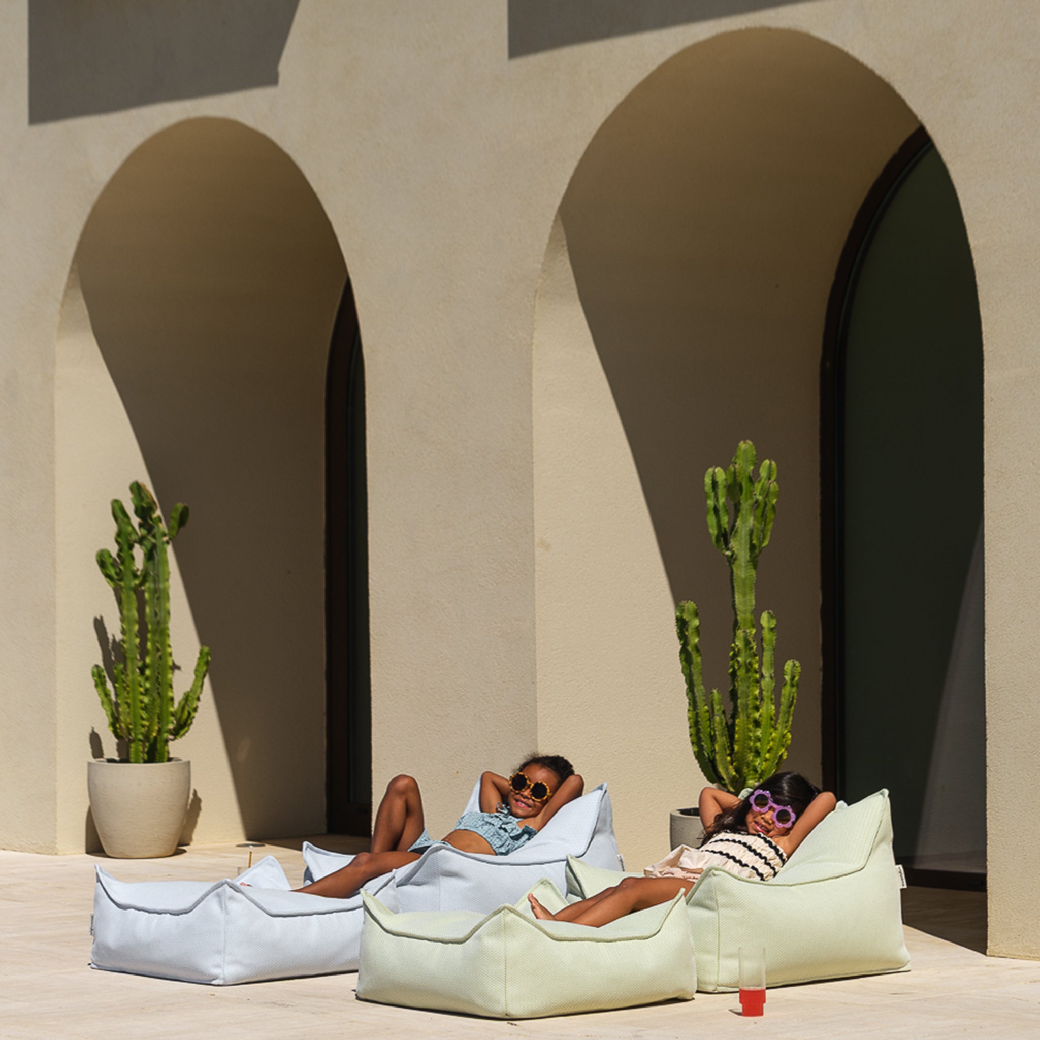 Wigiwama Pouf Set Outdoor Azure