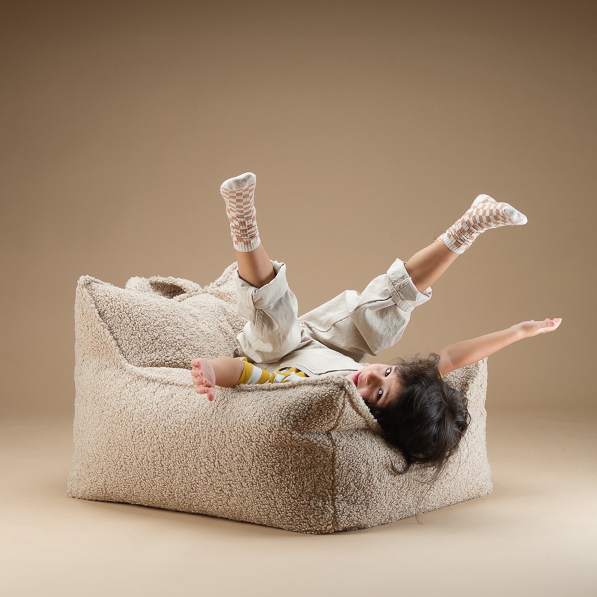 Biscuit Beanbag Chair and Ottoman Set