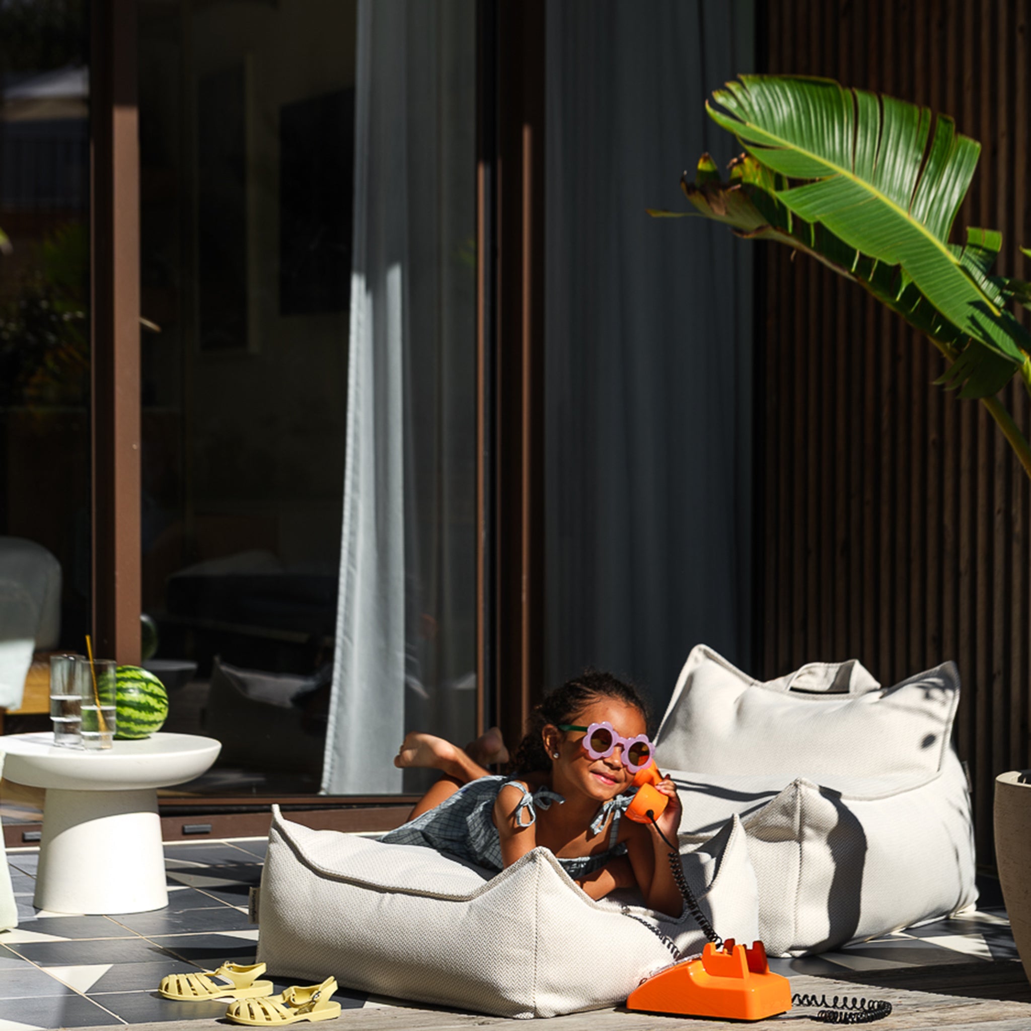 Terra Outdoor Beanbag Chair and Ottoman Set