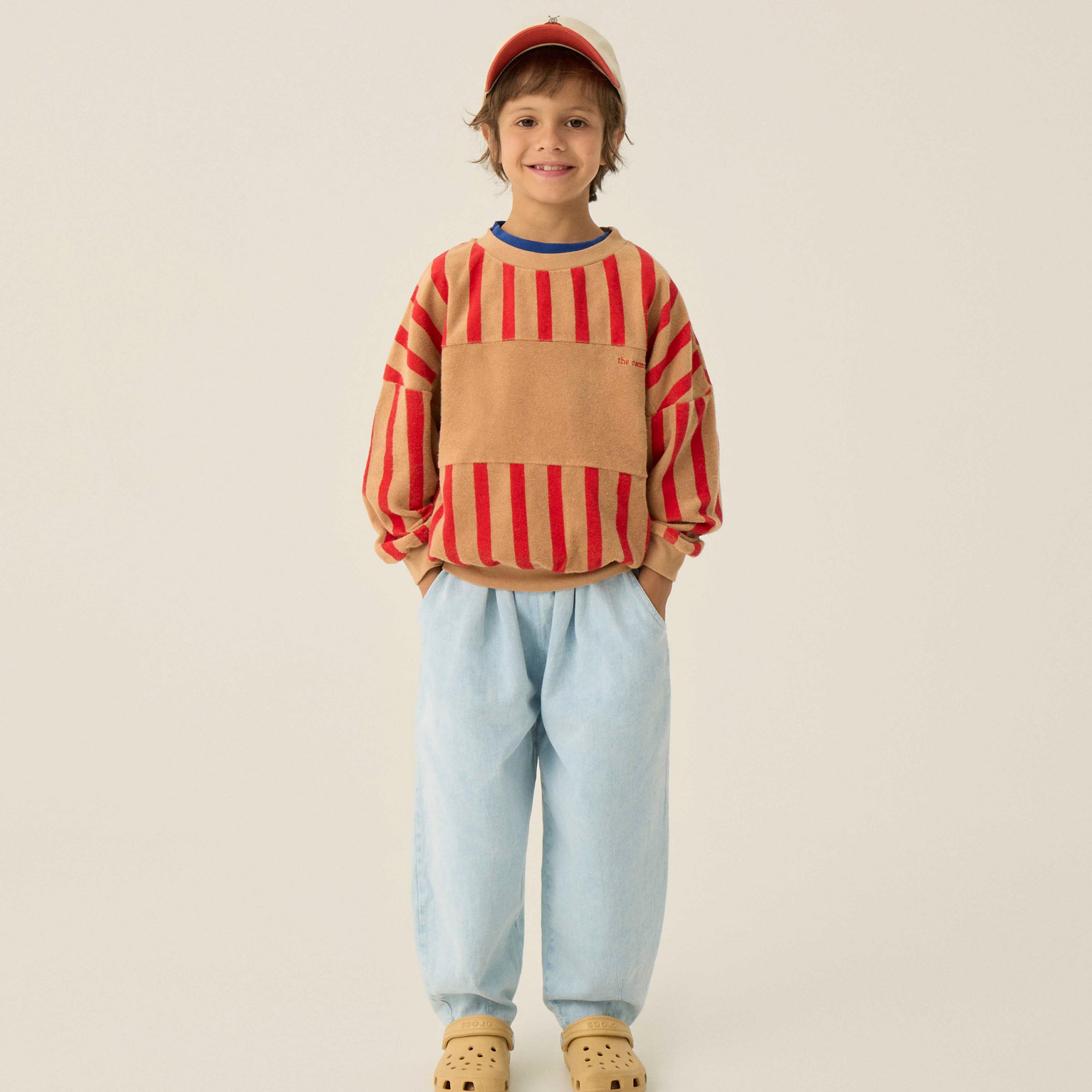 Sweatshirt Red Stripes Camel