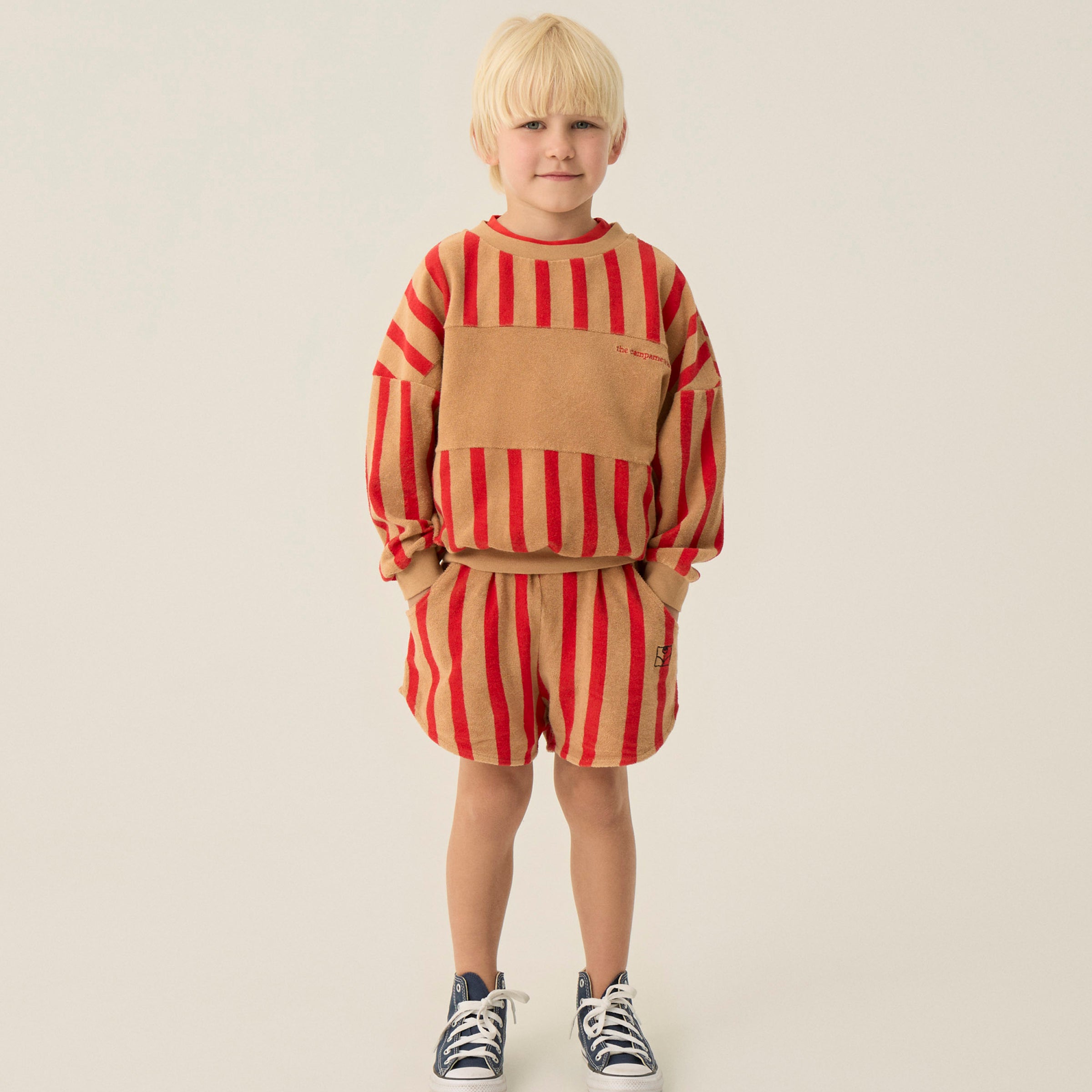 Sweatshirt Red Stripes Camel