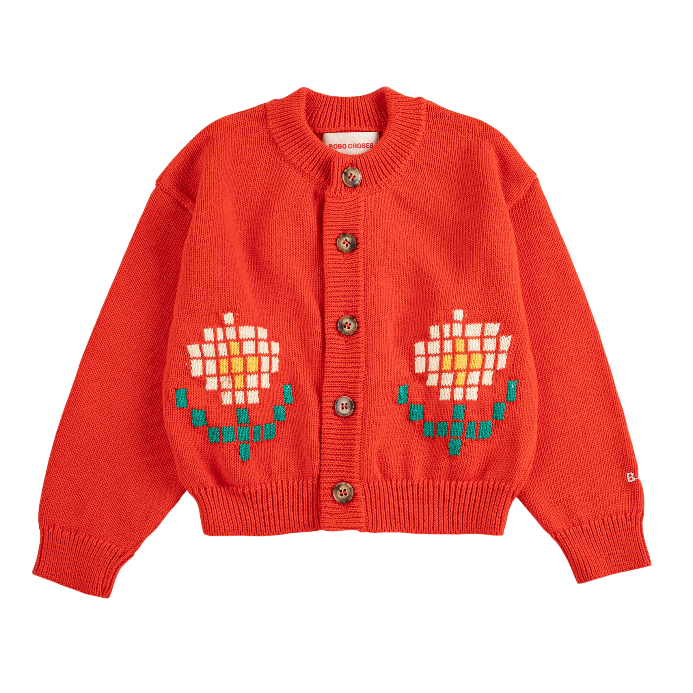 Cardigan Pixel Daisy Red