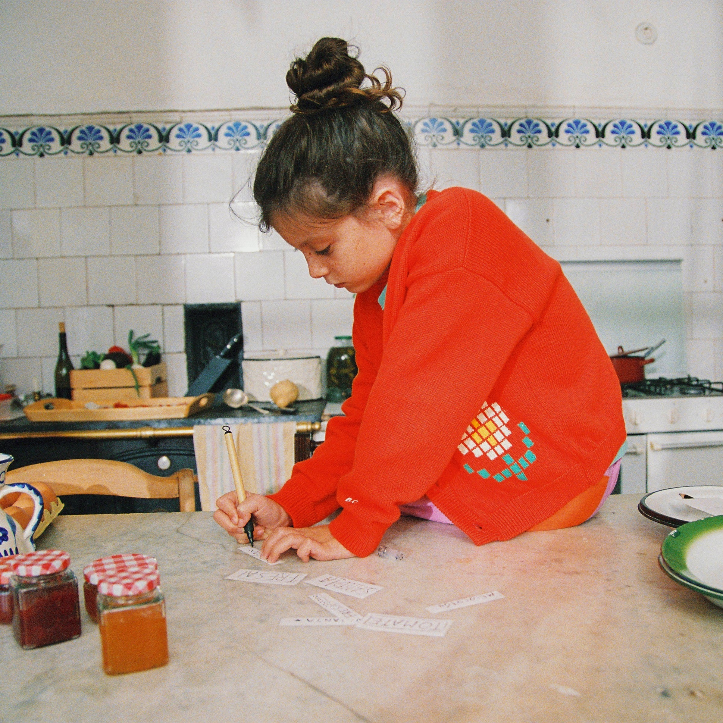 Cardigan Pixel Daisy Red