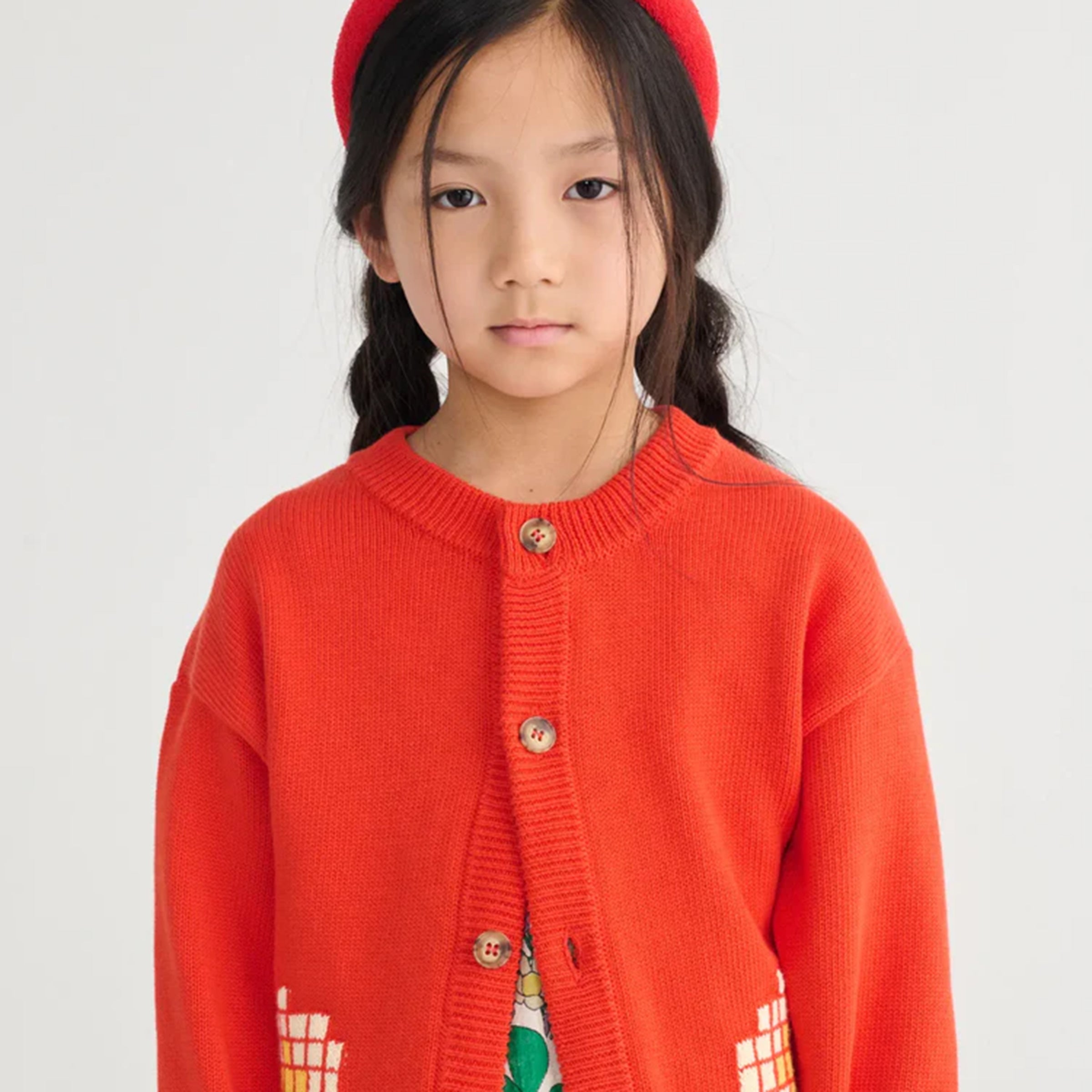 Cardigan Pixel Daisy Red