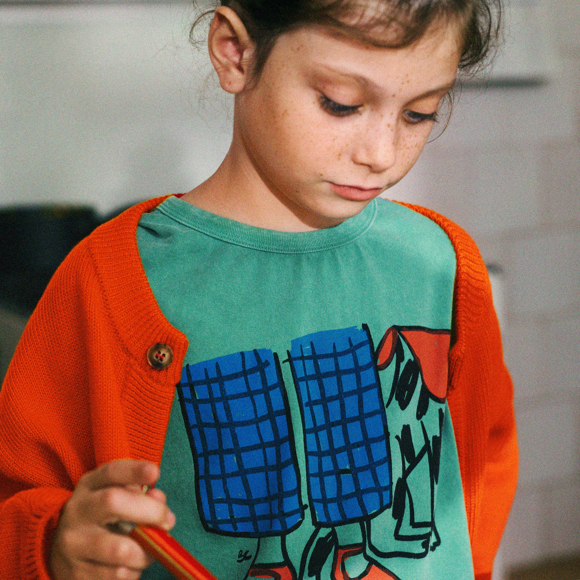 Cardigan Pixel Daisy Red