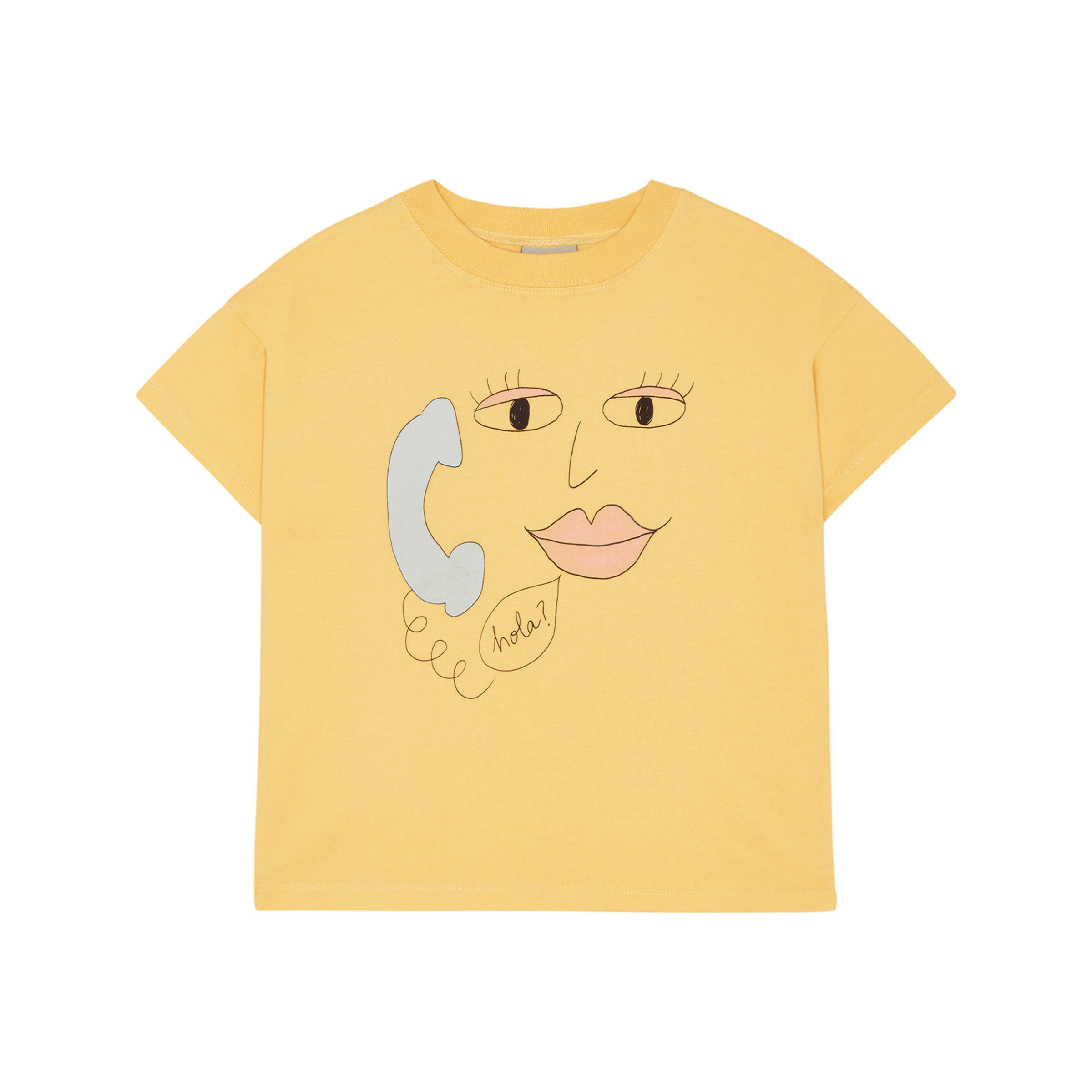 T-Shirt Face sur le téléphone jaune
