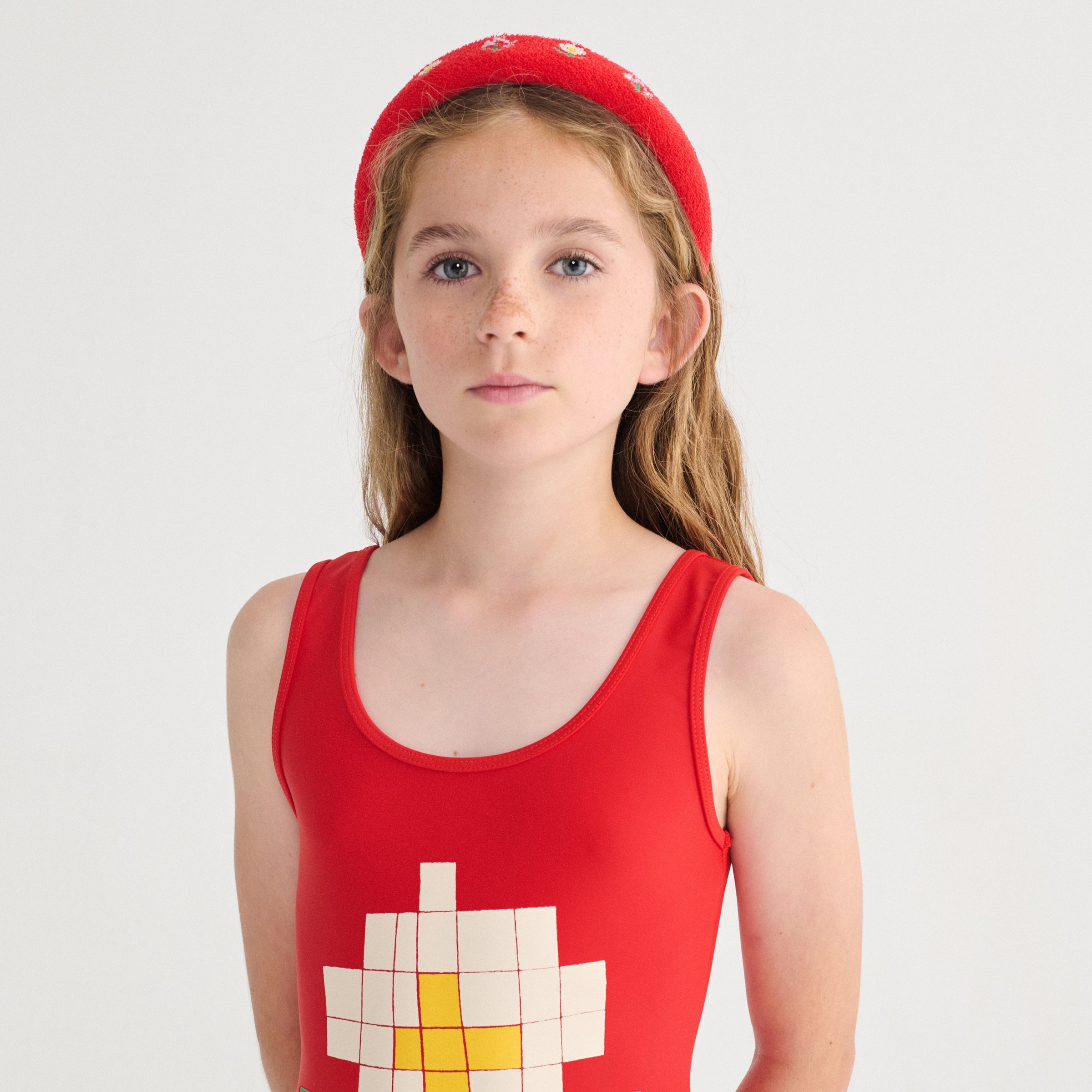 Badeanzug Pixel Daisy Red