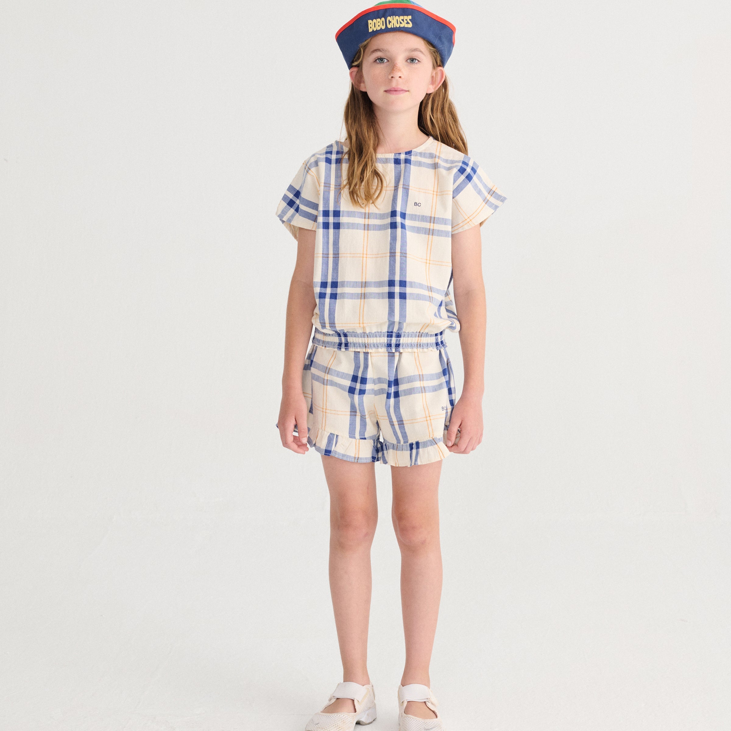 Short Fun Tartan blanc cassé