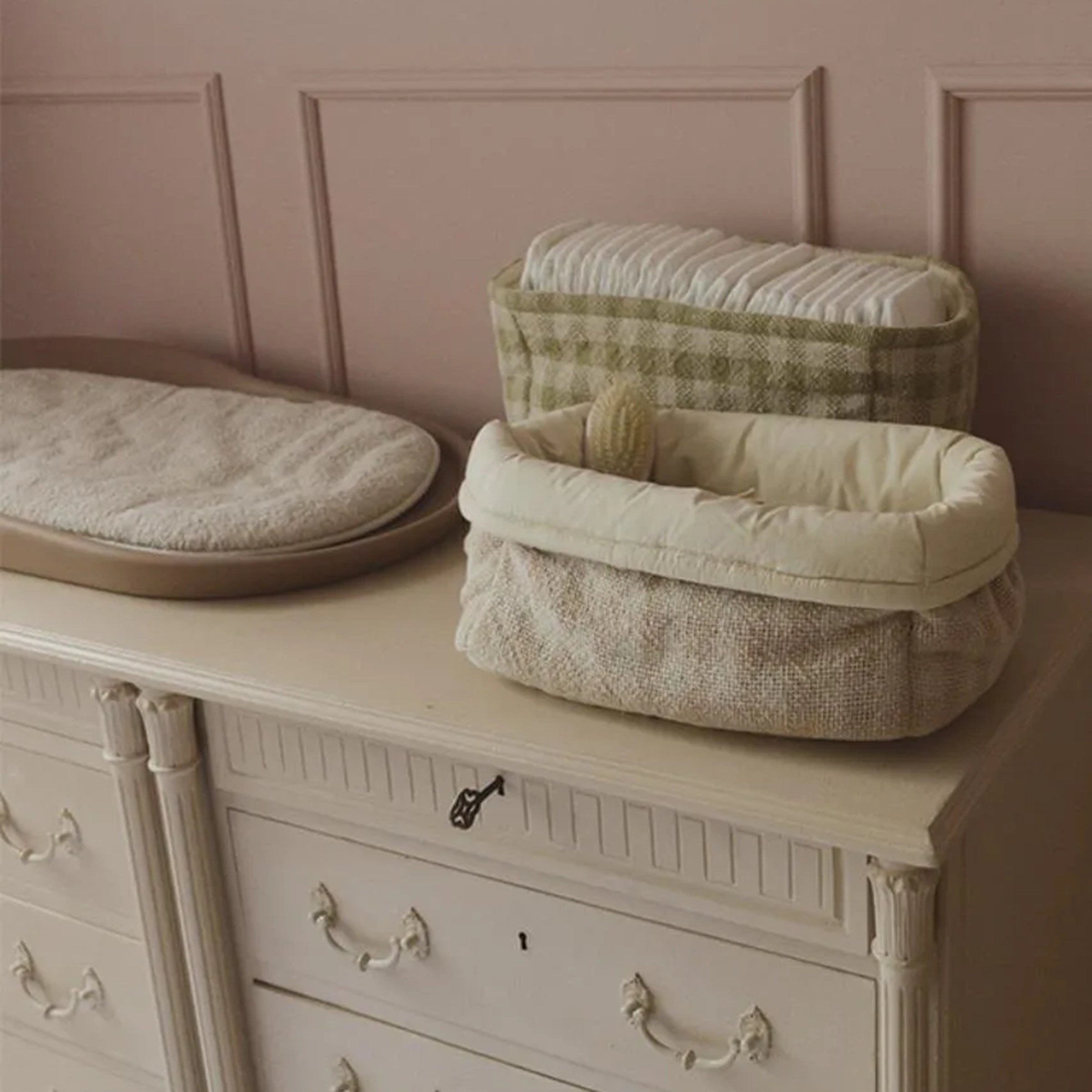 Basket fabric Vichy Rose