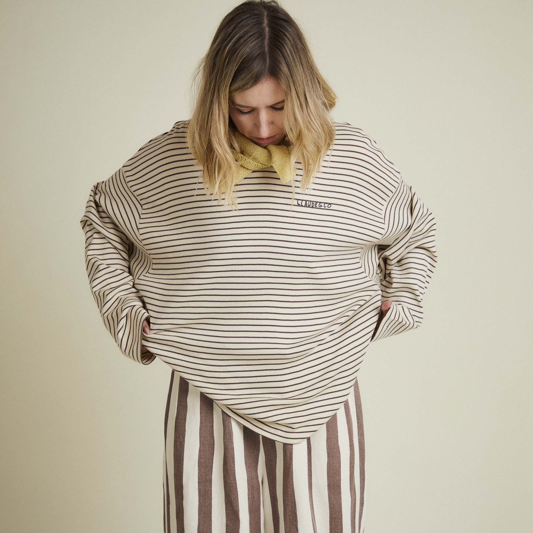 Adult Lenni Coco Stripe Longsleeve Tee Coco & Cream