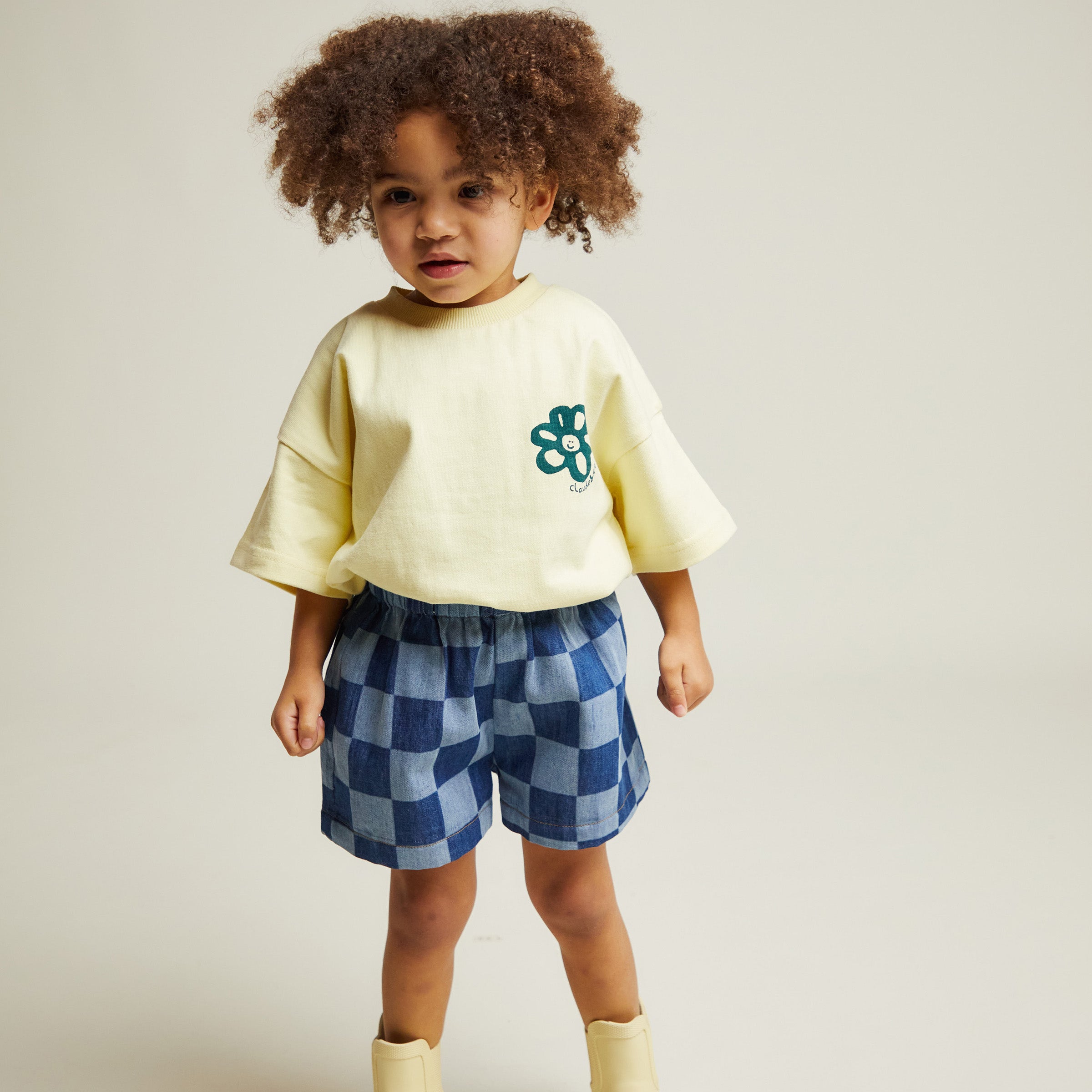 Frankie Checkerboard Denim Short Denim