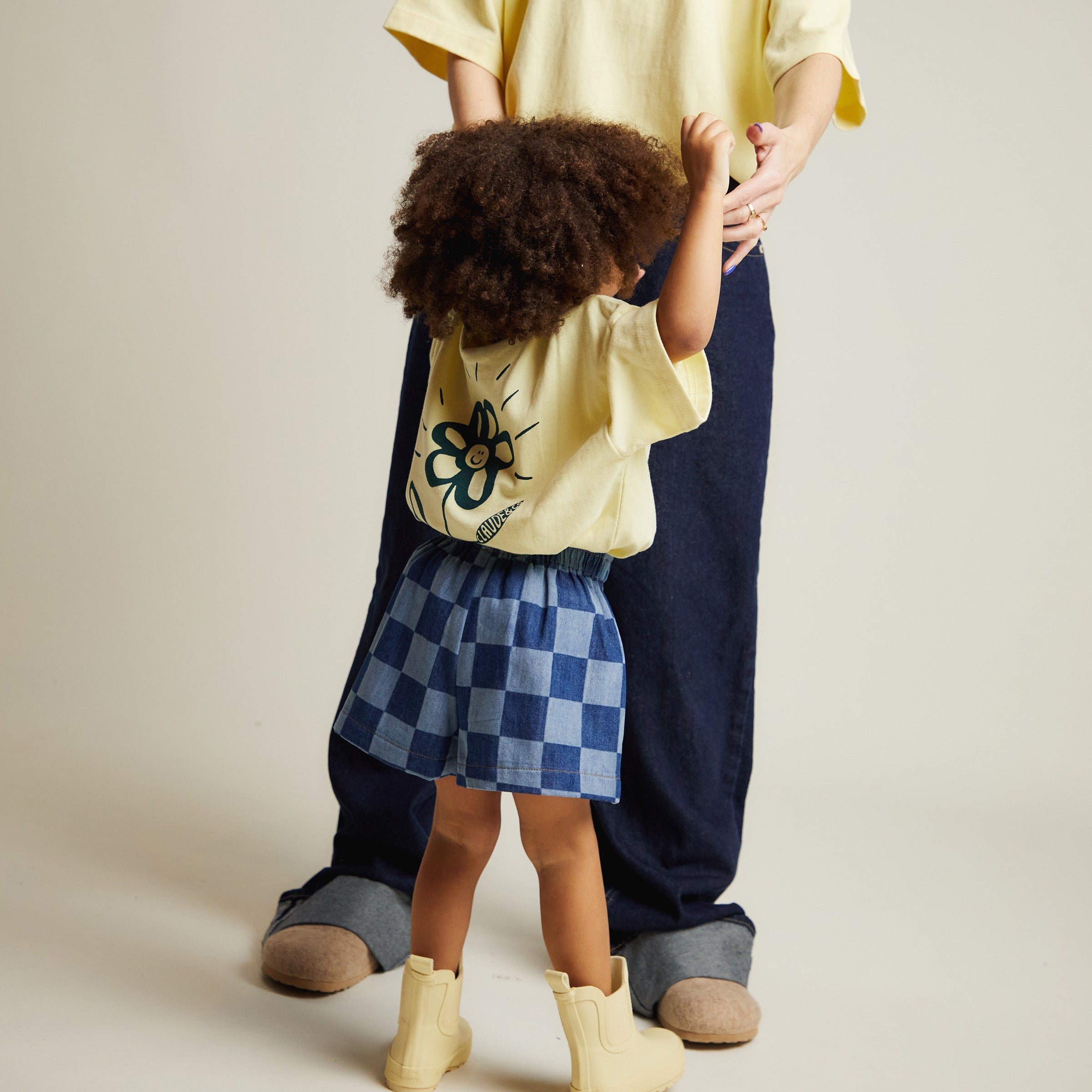 Frankie Checkerboard Denim Short Denim