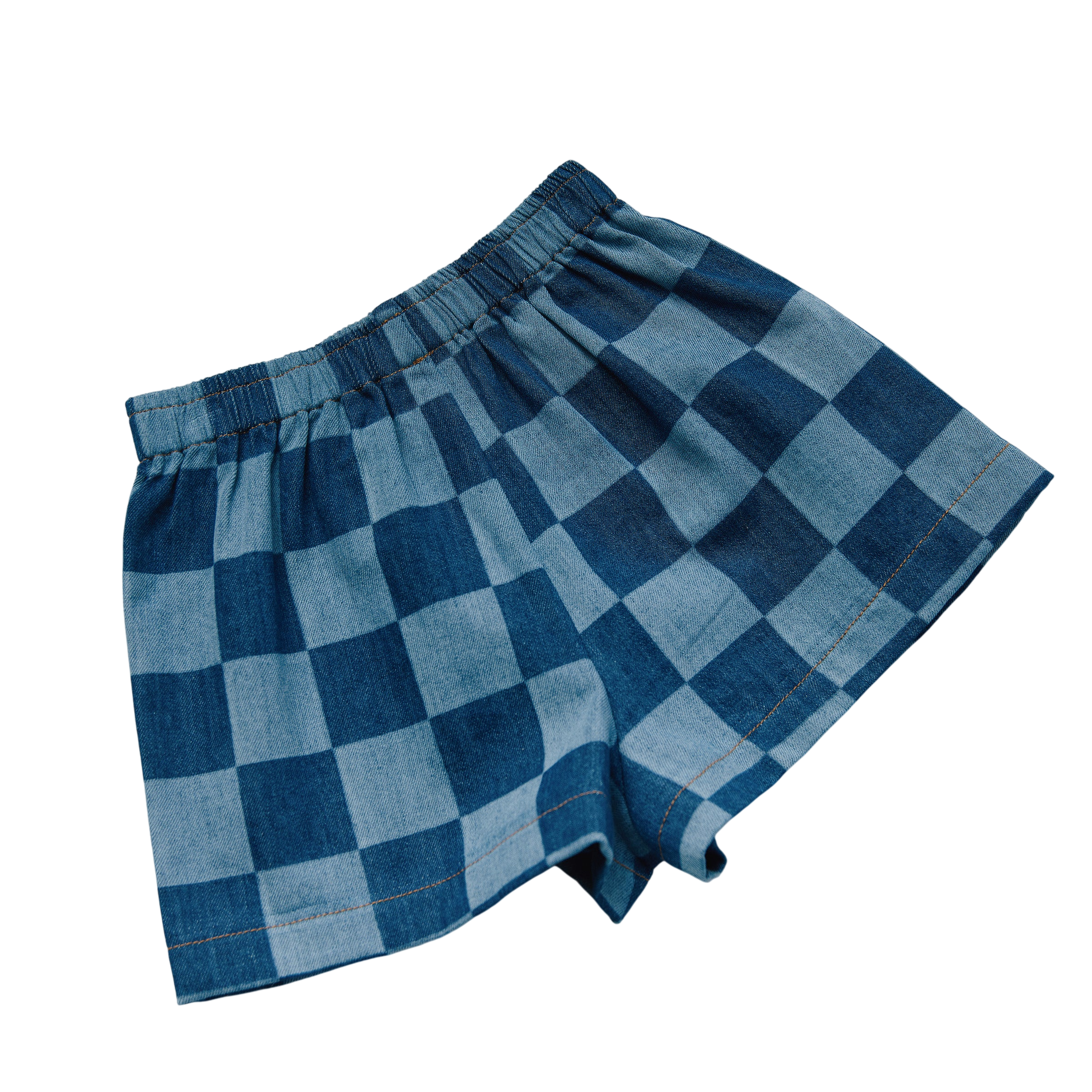 Frankie Checkerboard Denim Short Denim
