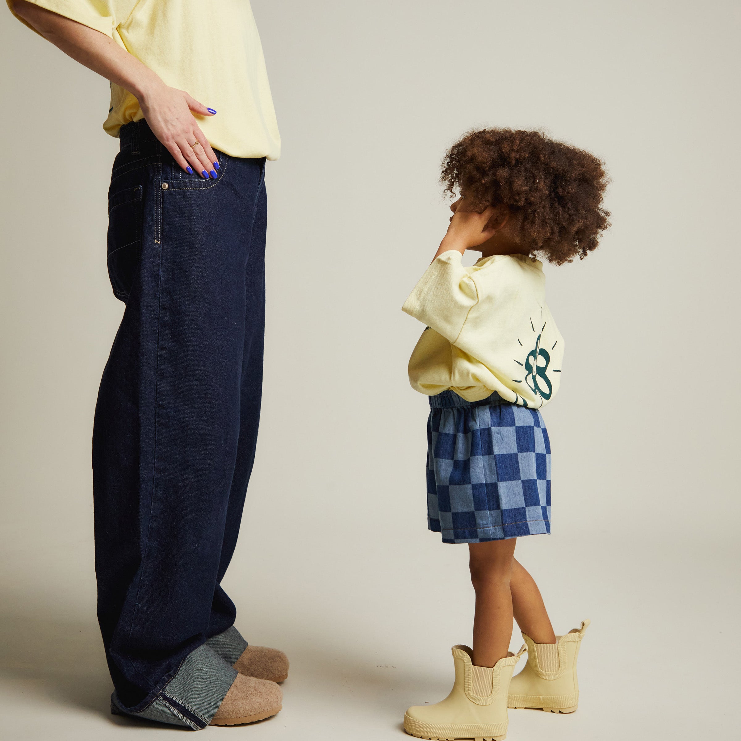 Frankie Checkerboard Denim Short Denim