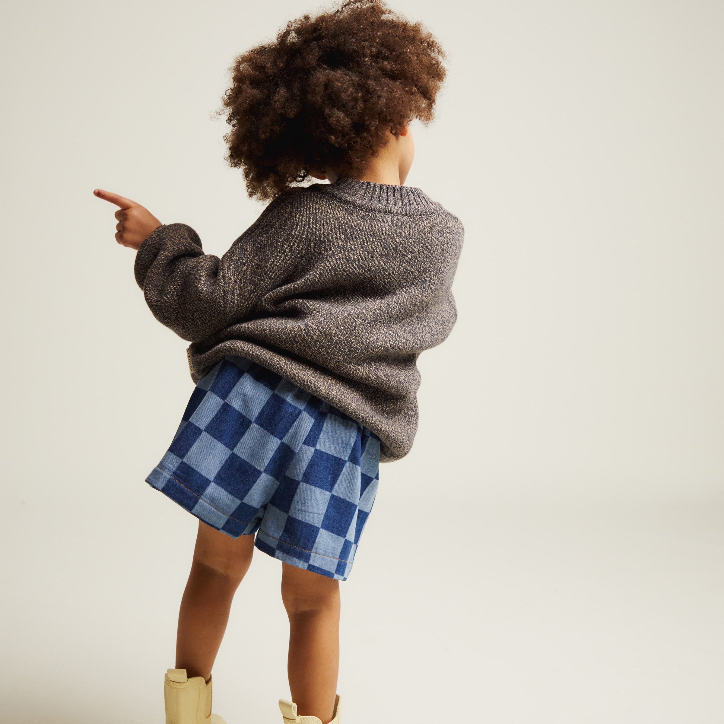 Frankie Checkerboard Denim Short Denim