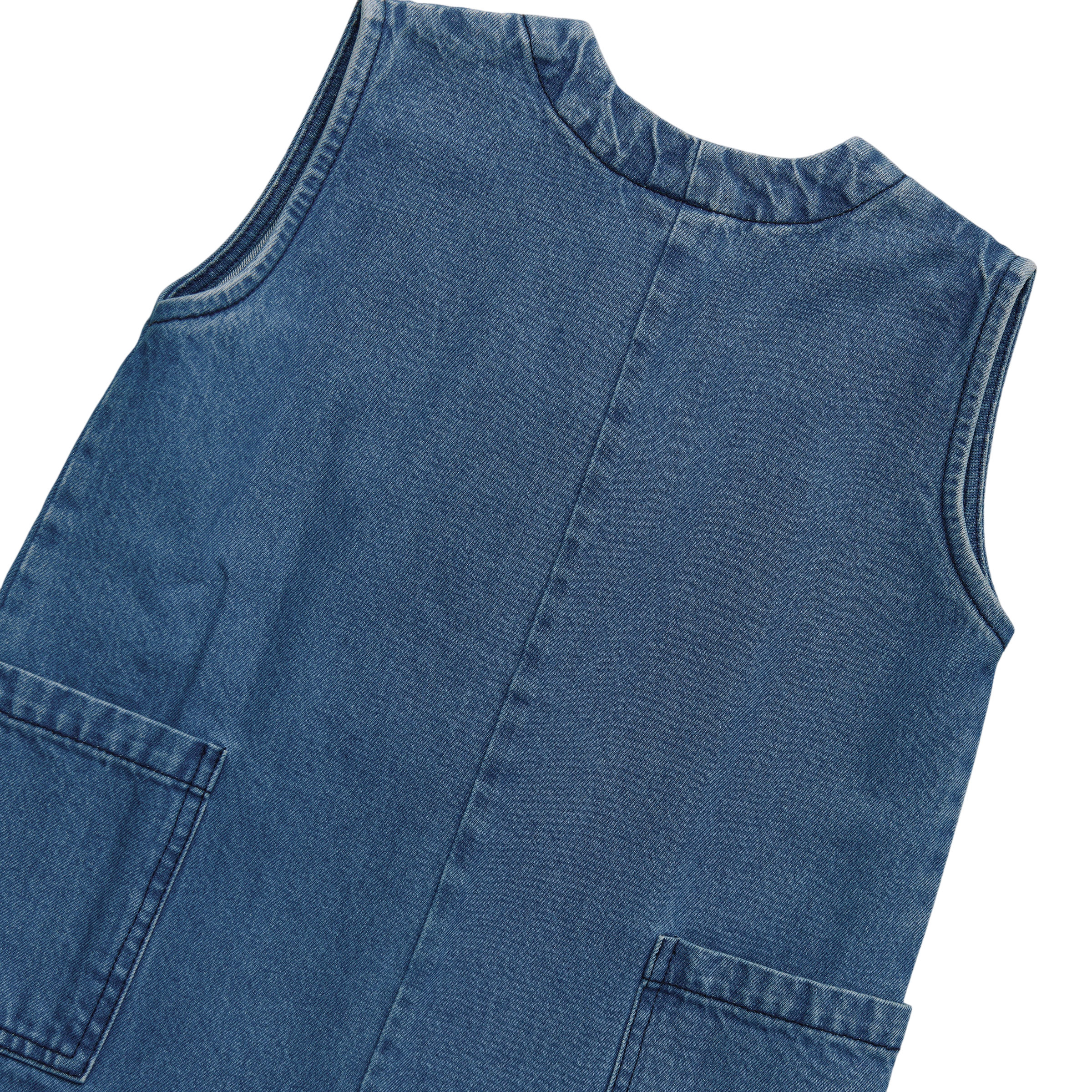 Combinaison en denim sans manches Wren Bleu Denim