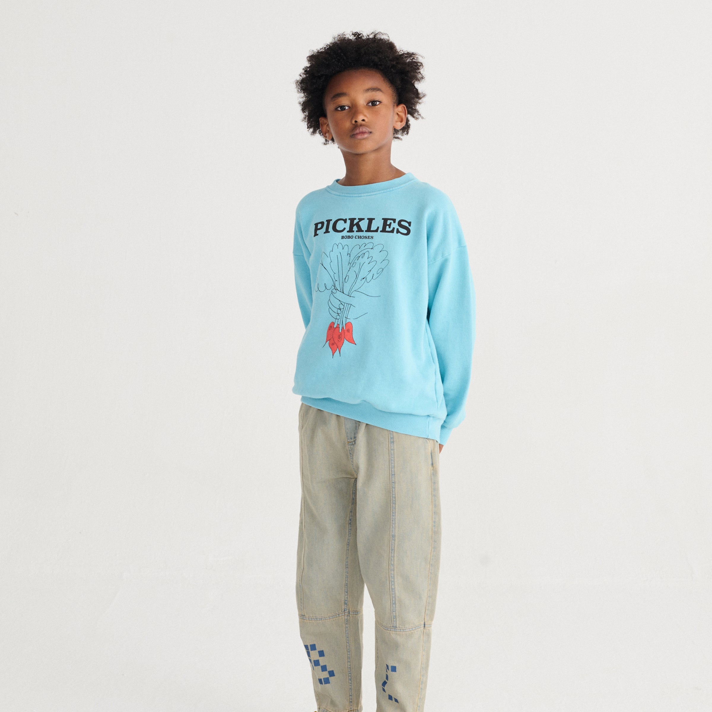 Sweat-shirt Bunch Of Vegetables Light Blue