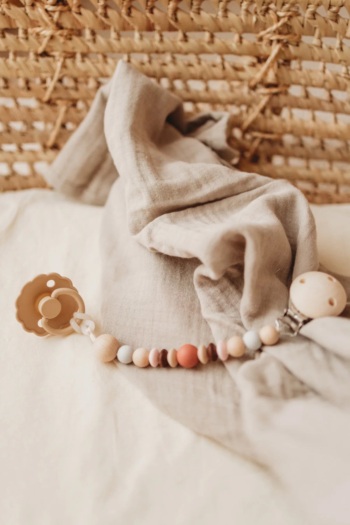 Schnullerkette rostrot/lila