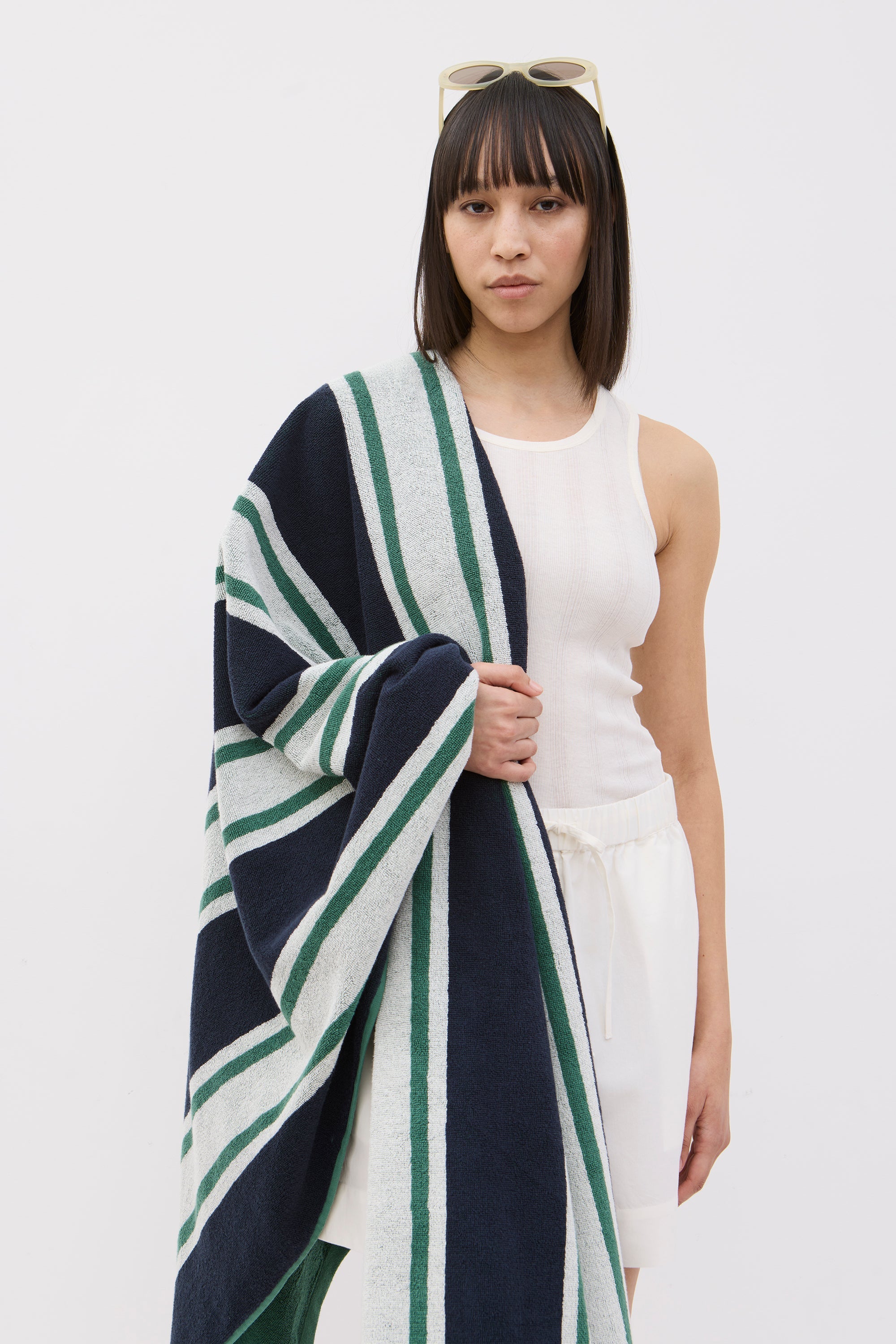 Strandtuch Ada indigo/jade/undyed