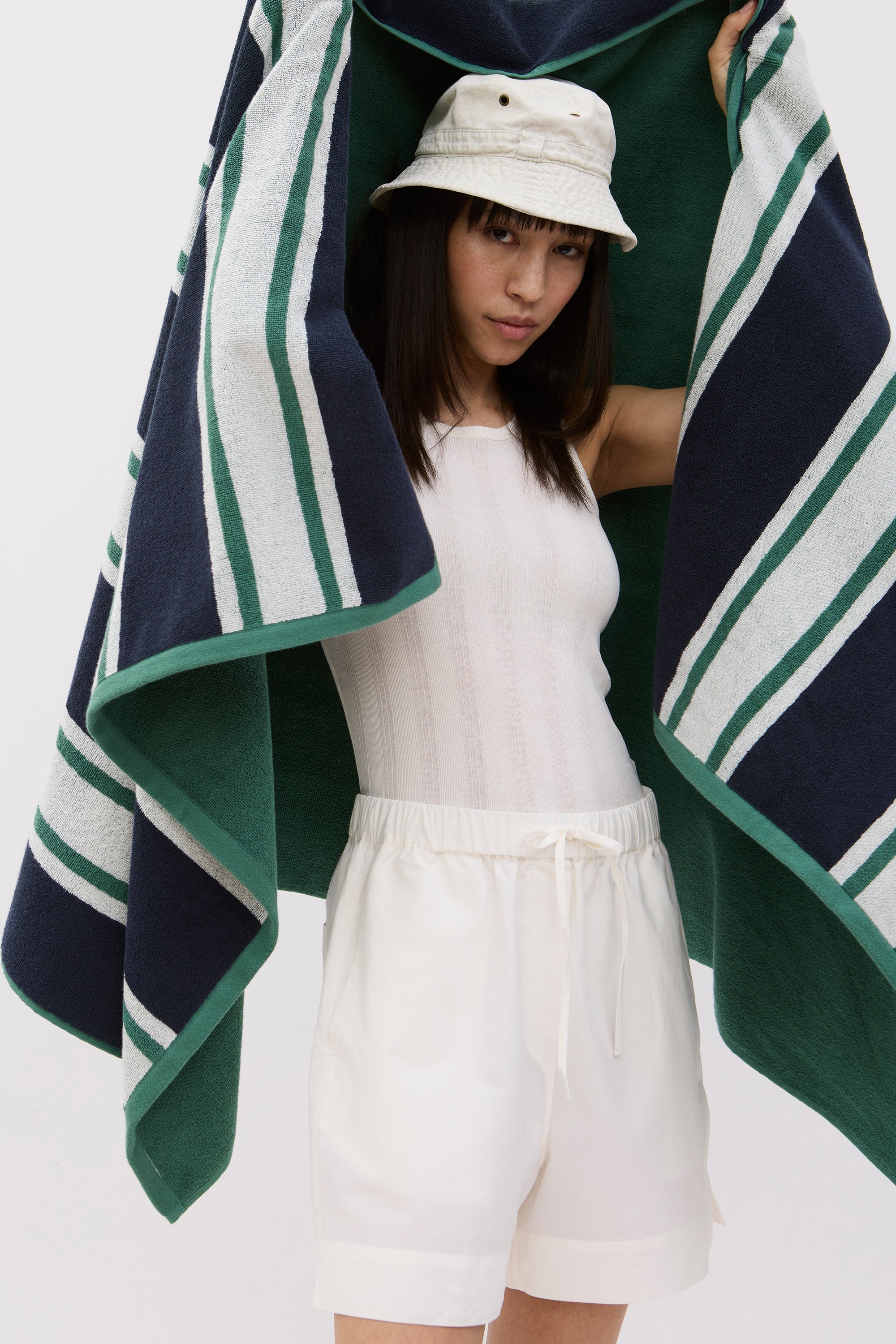 Serviette de plage Ada indigo/jade/undyed