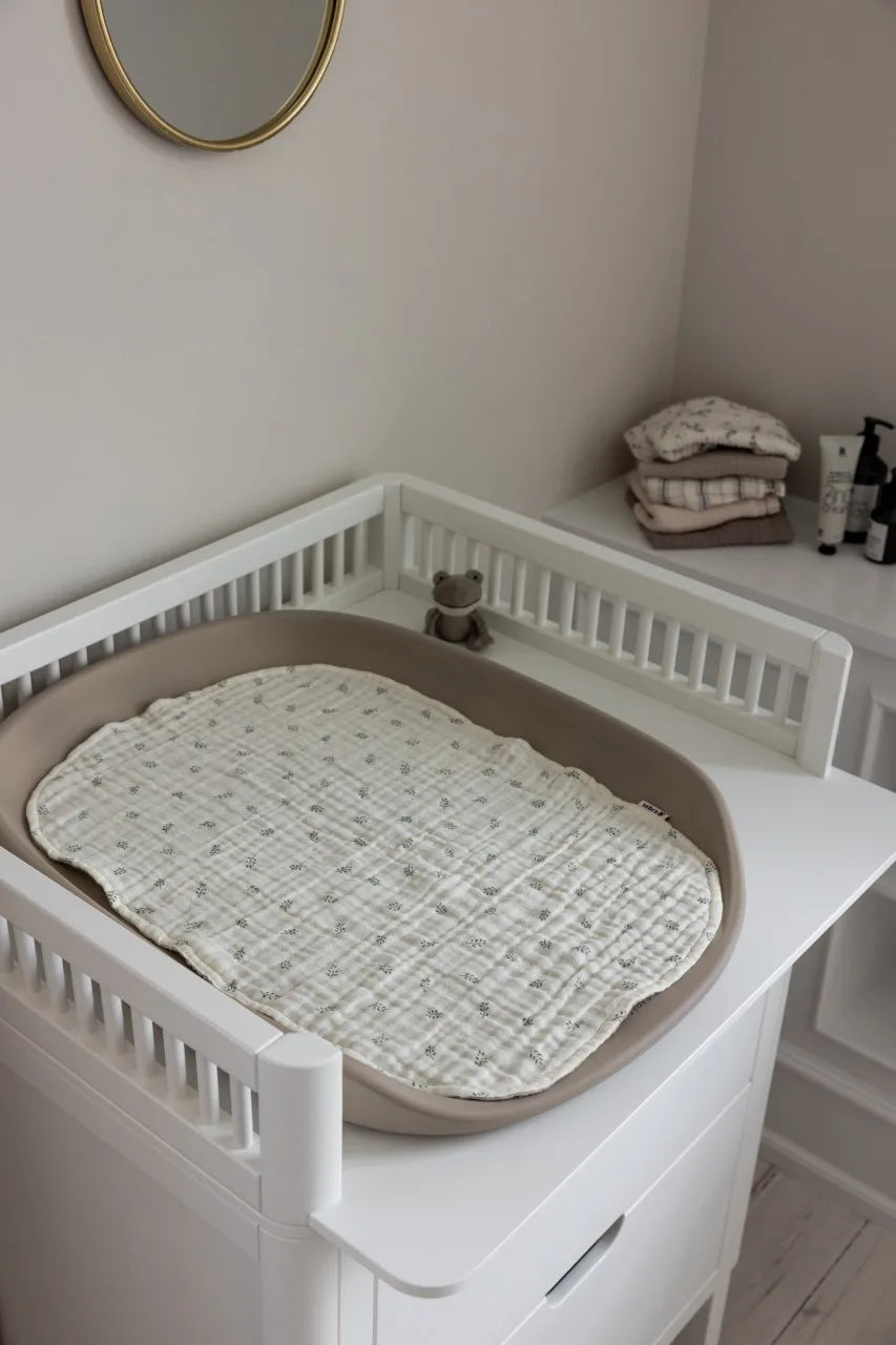 Changing mat 6-ply, print/uni, Muslin, set of 2 Sophora Leaves