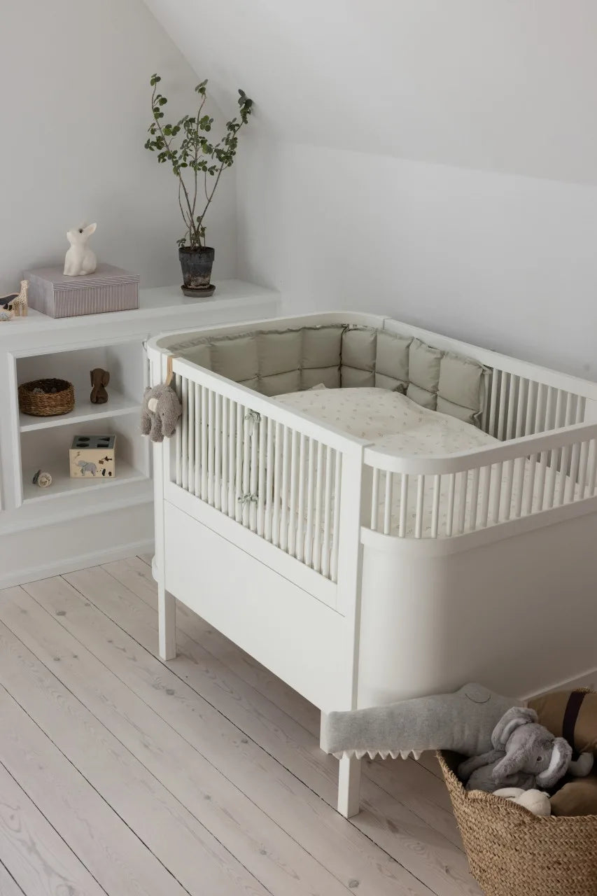 Half-length cot bumper, kapok, plain Mist Green