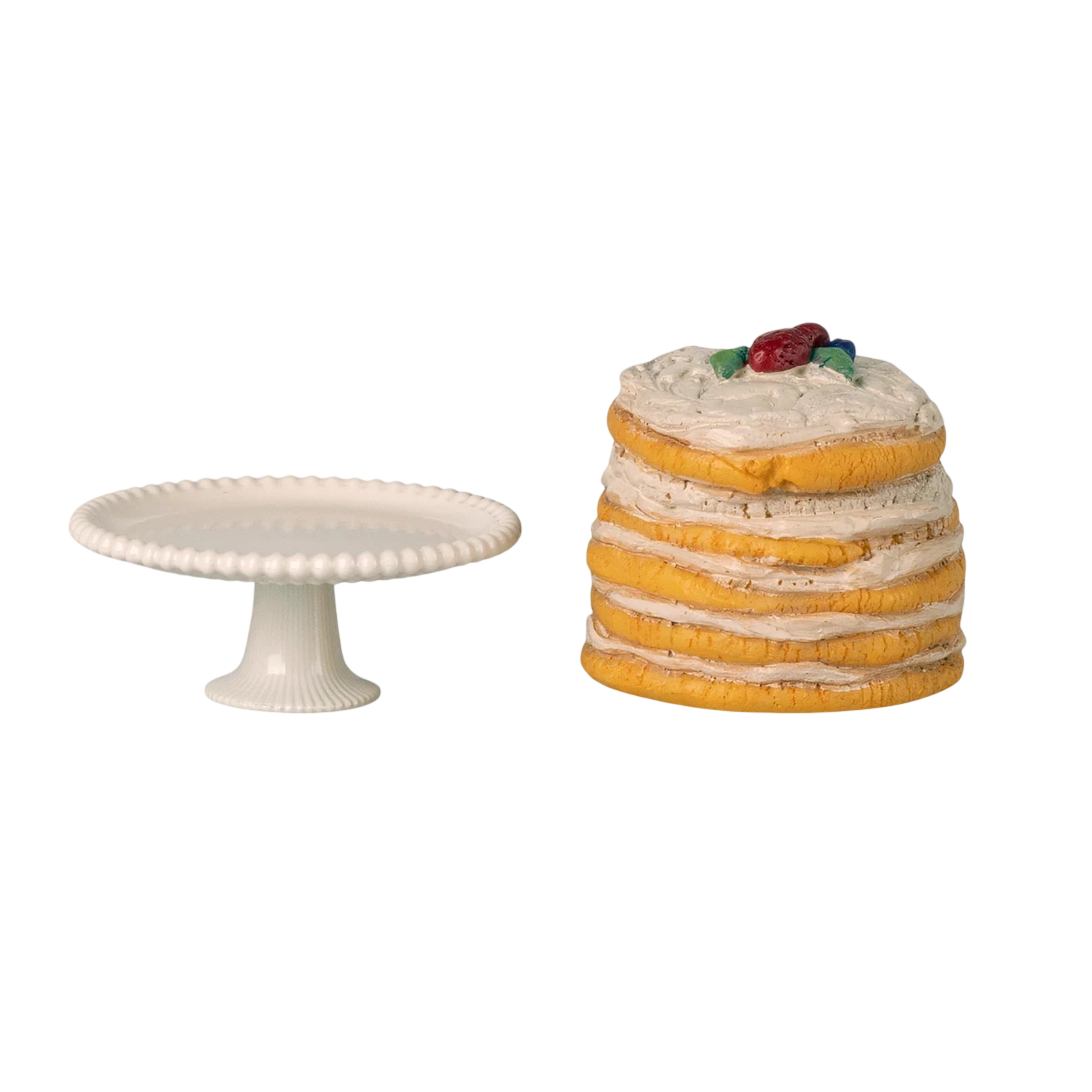 Maileg Gâteau de fête et plat à gâteau Souris Off Blanc