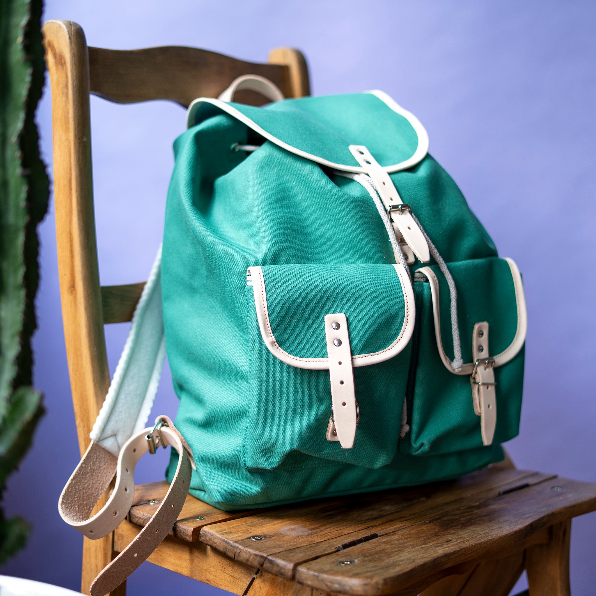 Rucksack Georg Smaragd Leder Natur