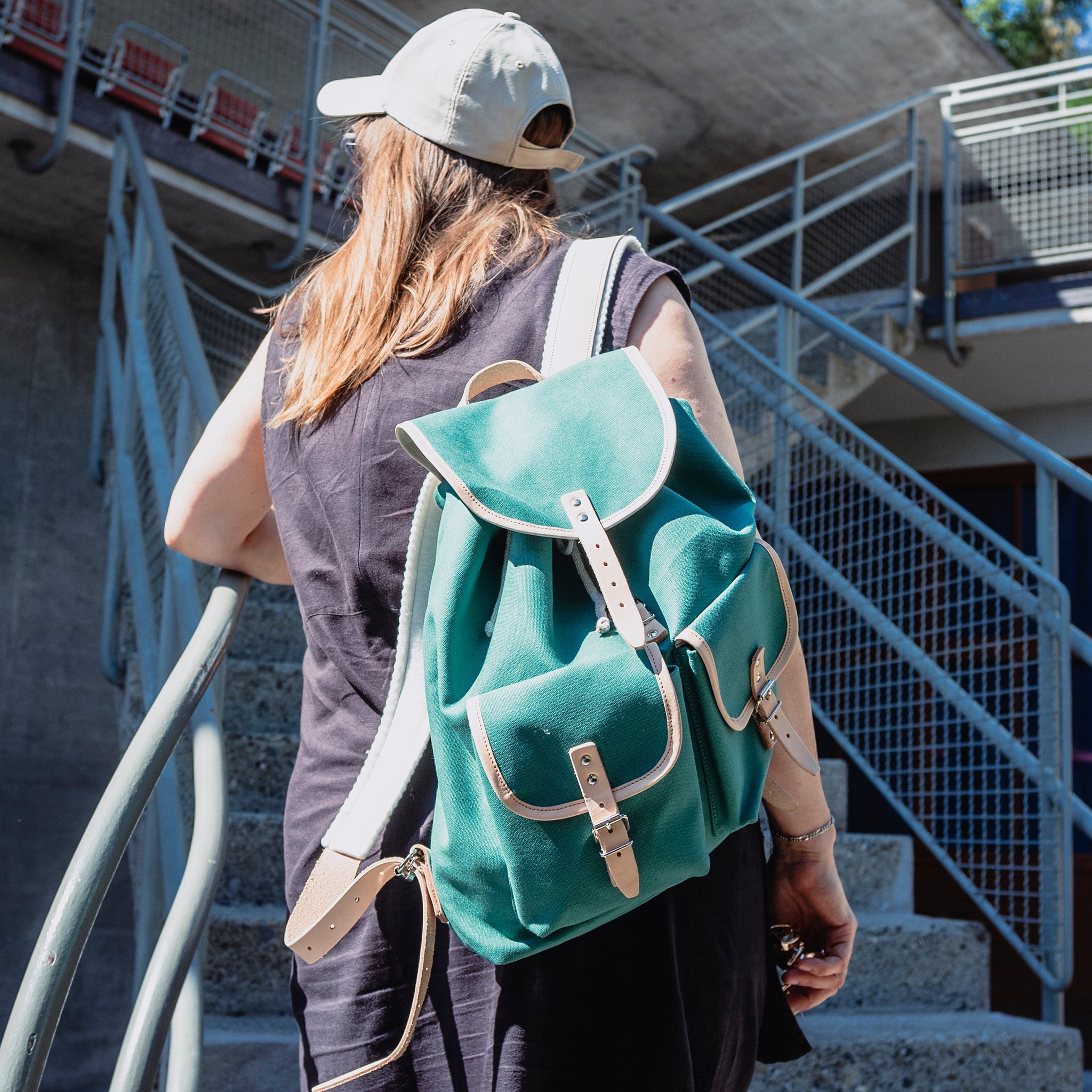 Rucksack Georg Smaragd Leder Natur