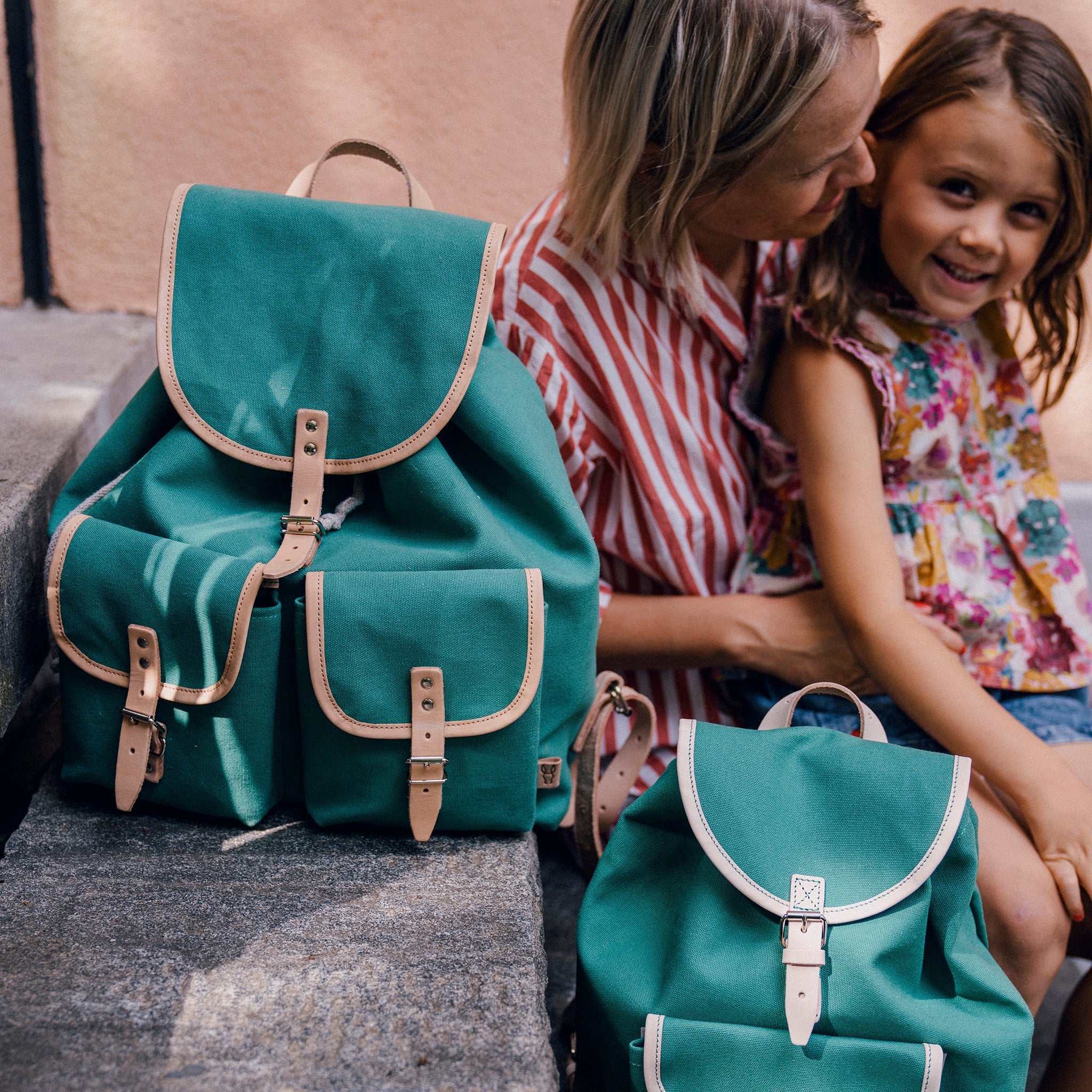 Rucksack Georgia Smaragd Leder Natur