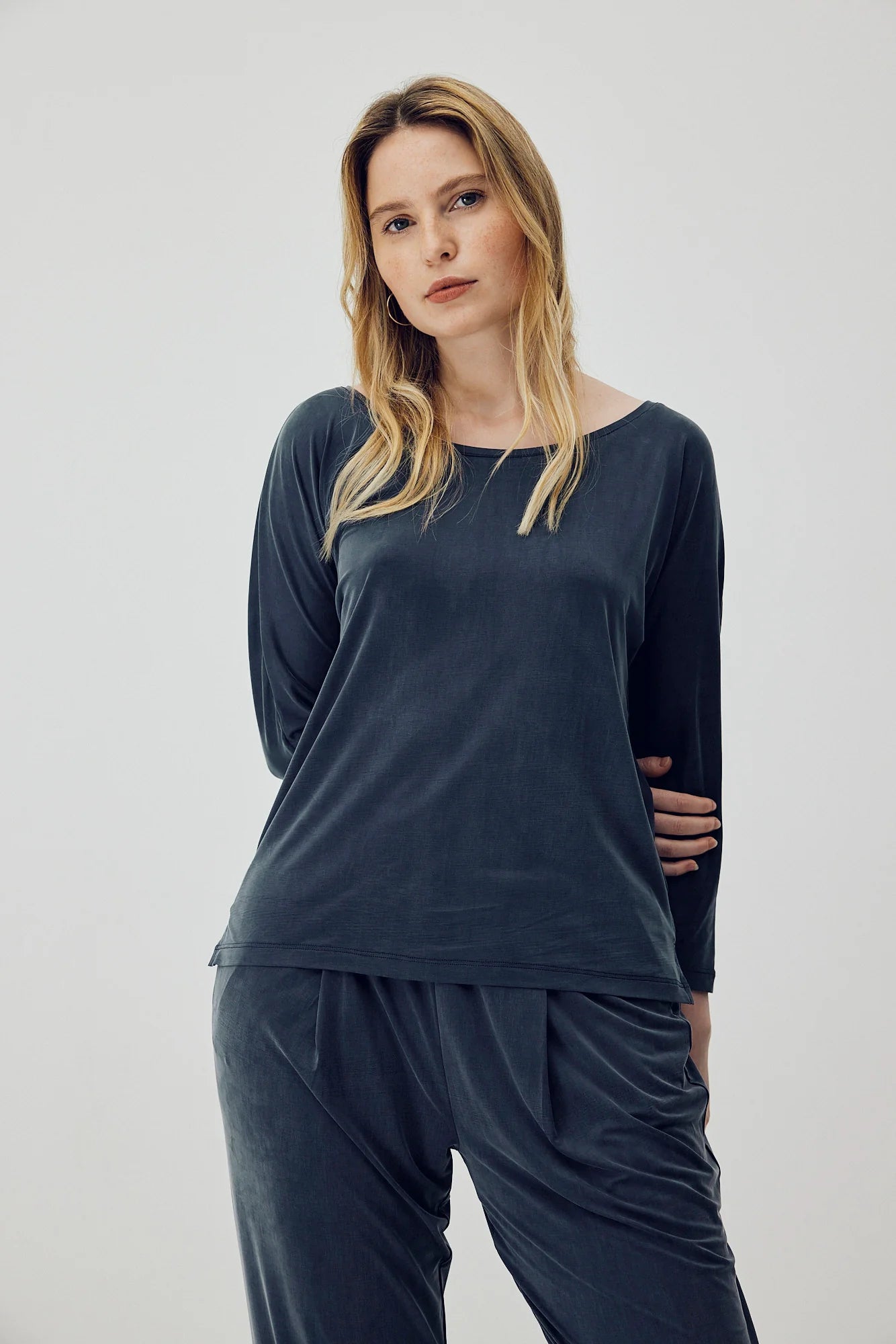 Cupro Plain Top Midnight blue