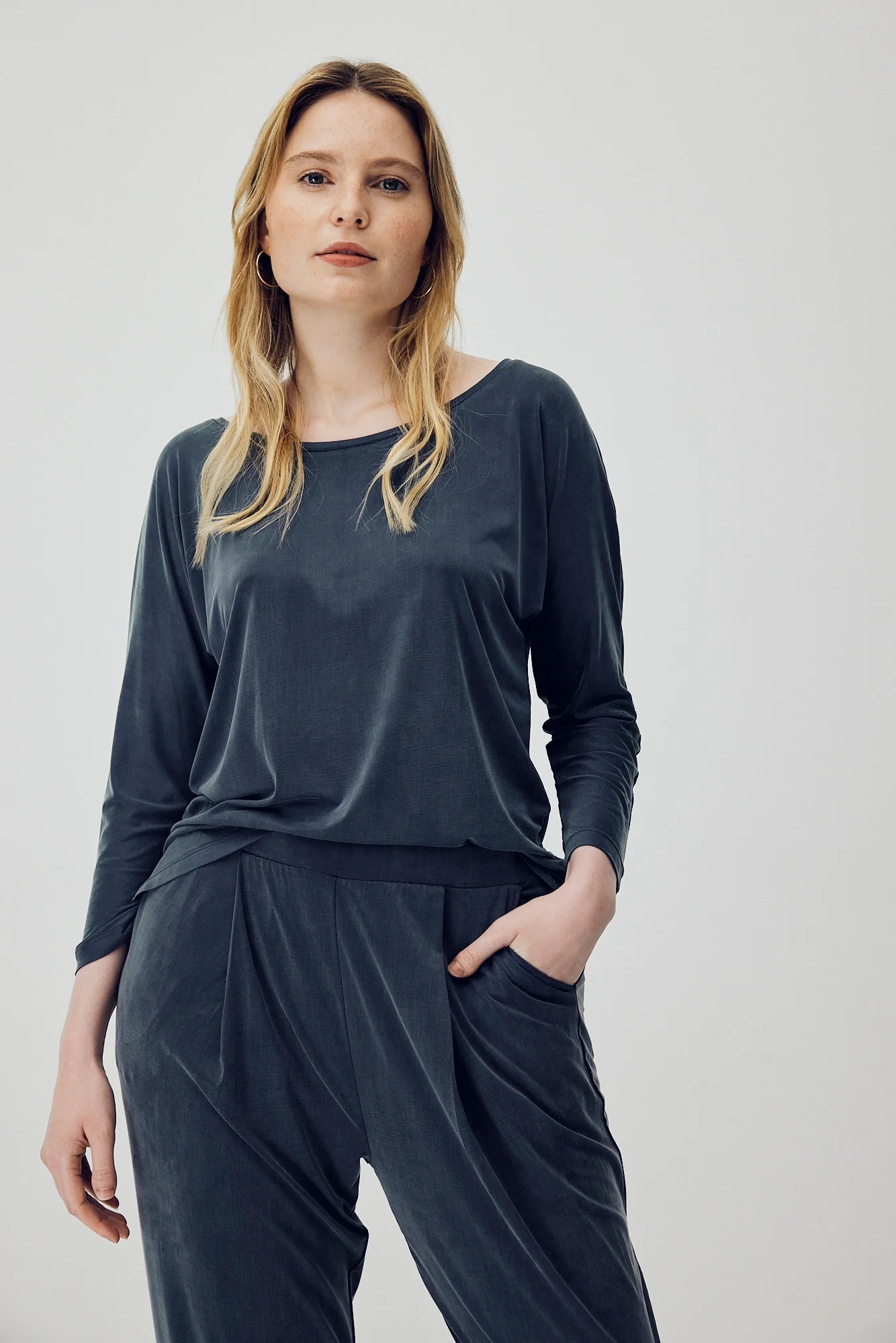 Cupro Plain Top Midnight blue