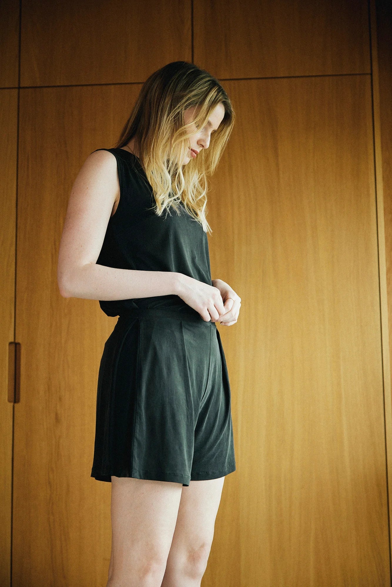 Cupro Sleeveless Top Graphite