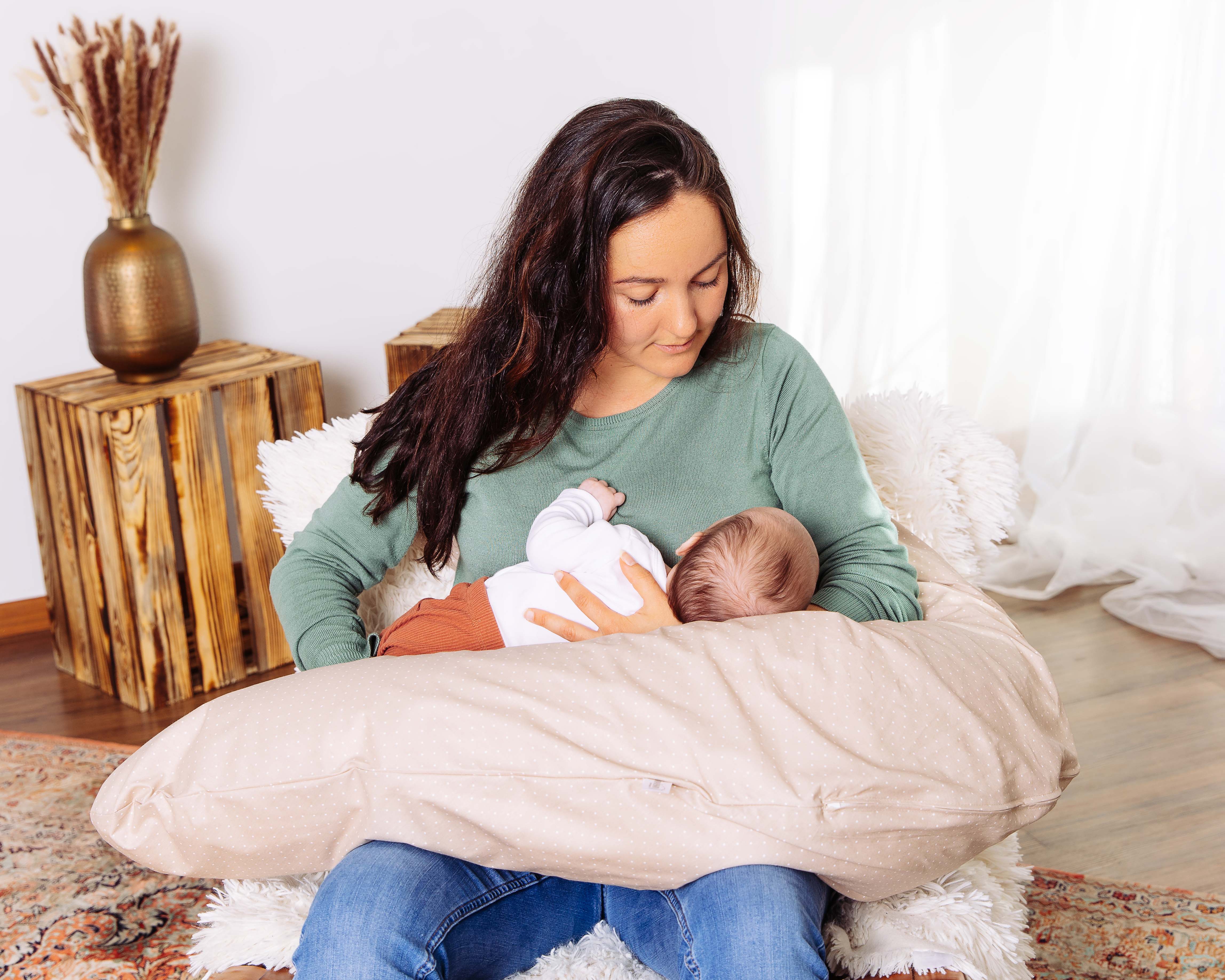 Bezug für Baby-Lagerungskissen, beige