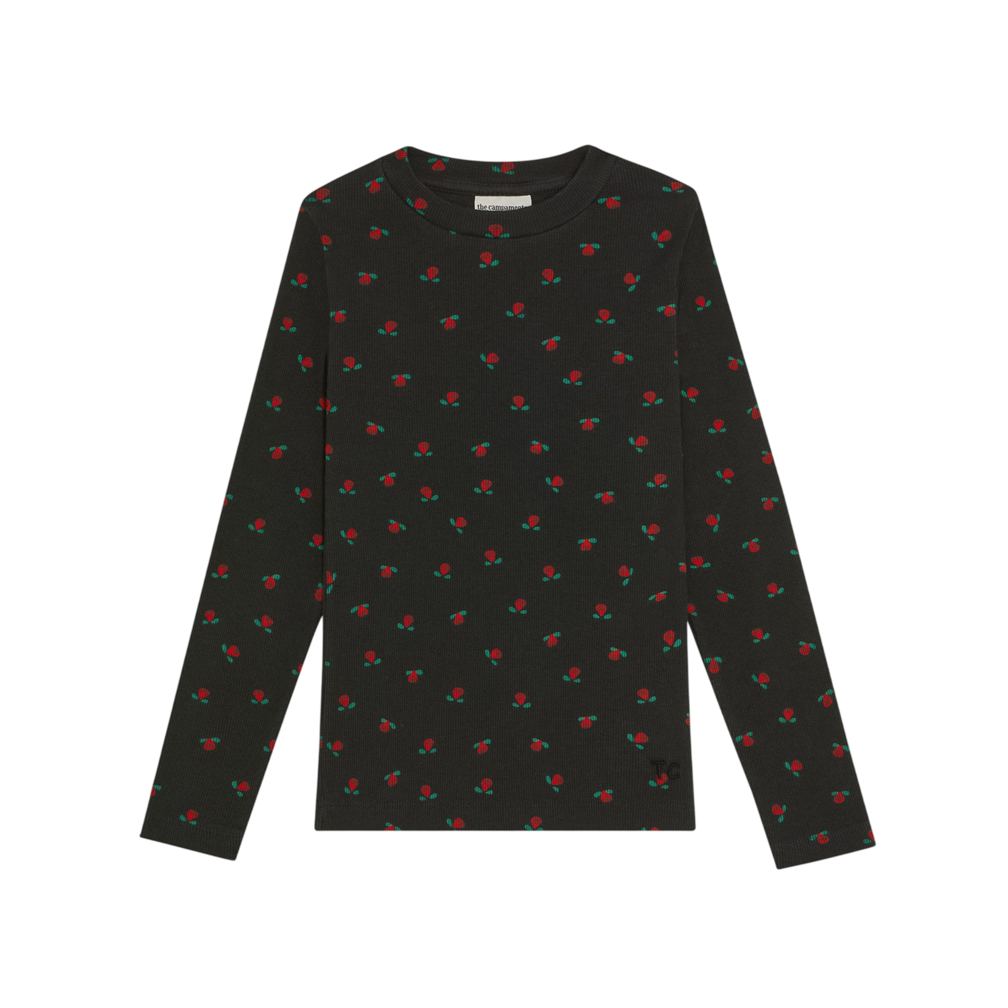 Long-Sleeve T-Shirt, Flowers, Gray