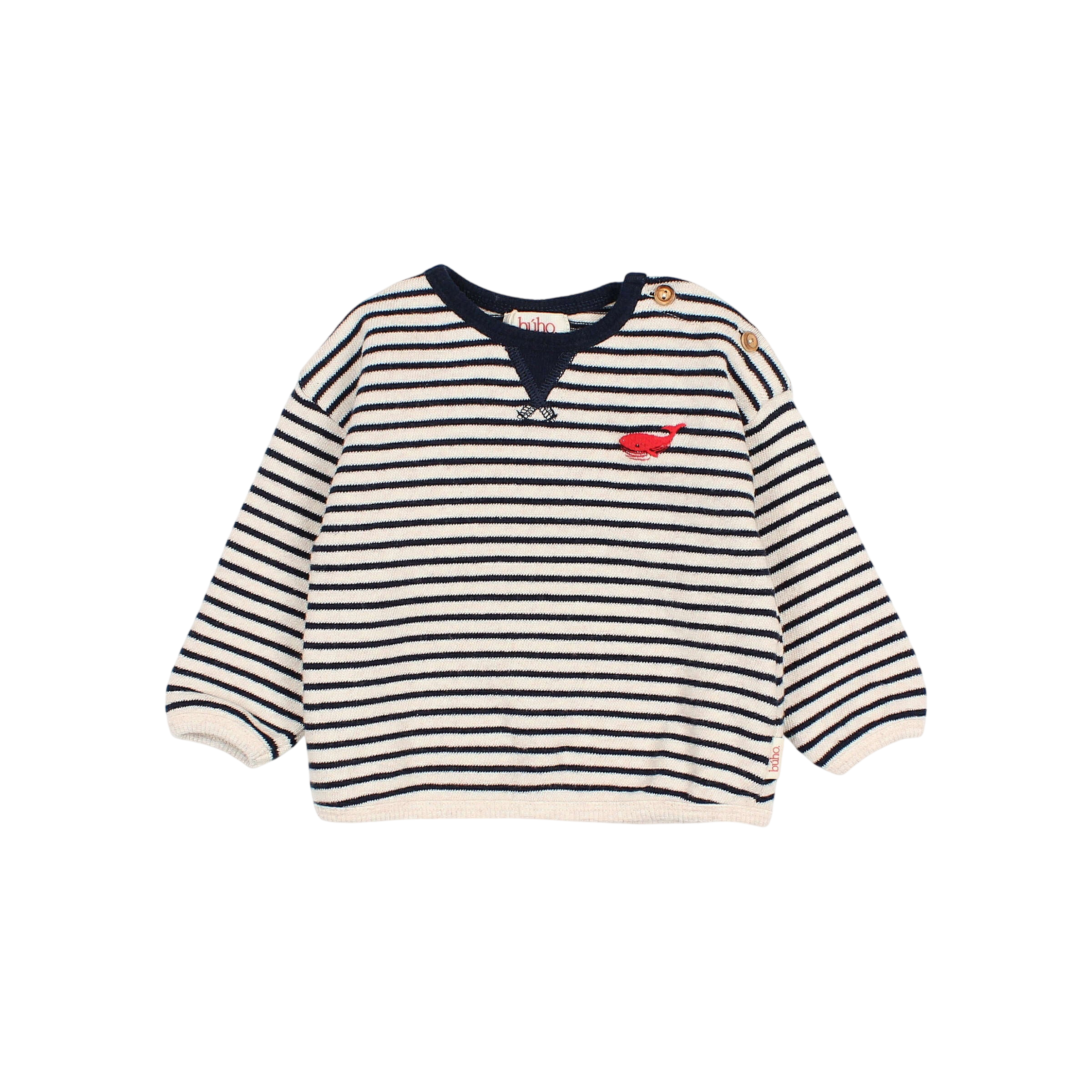 Baby Sweatshirt, Whale Stripes, Navy