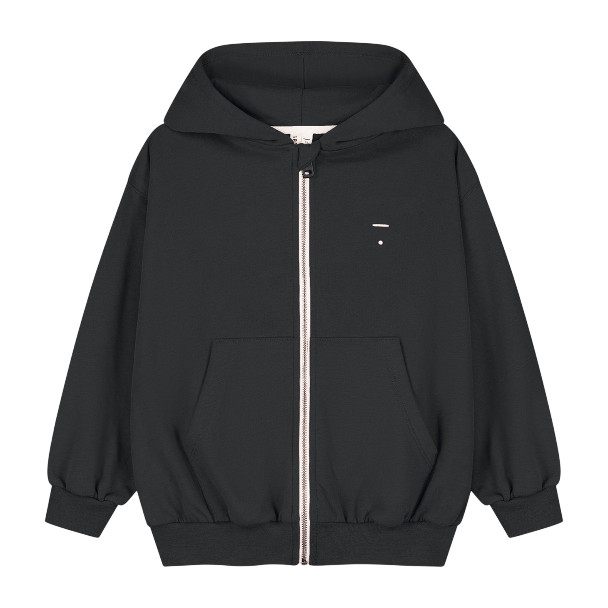 Hoodie with Zipper, GOTS Pirate Black / Hooded Cardigan with Zipper, GOTS Pirate Black