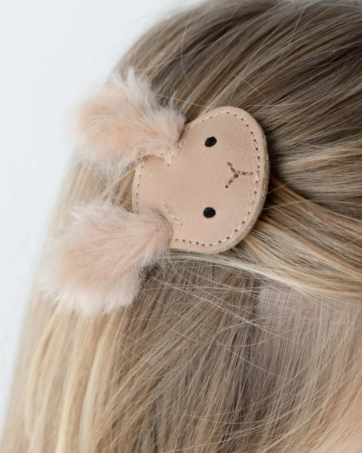 Josy Exclusive Fluffy Bunny Hair Clip in Light Rust Leather / Josy Exclusive Hair Clip Fluffy Bunny in Light Rust Leather