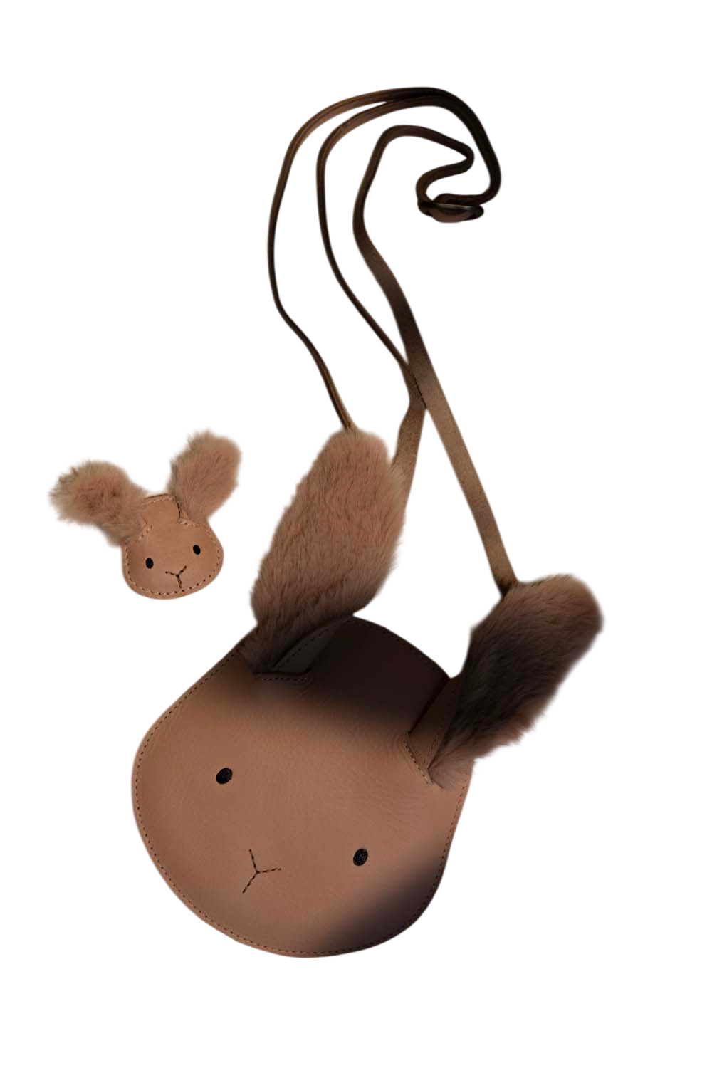Josy Exclusive Fluffy Bunny Hair Clip in Light Rust Leather / Josy Exclusive Hair Clip Fluffy Bunny in Light Rust Leather