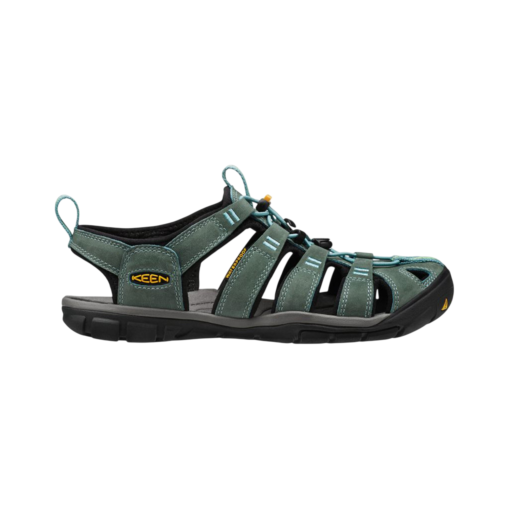Sandals W Clearwater CNX Leather, Mineral Blue/Yellow