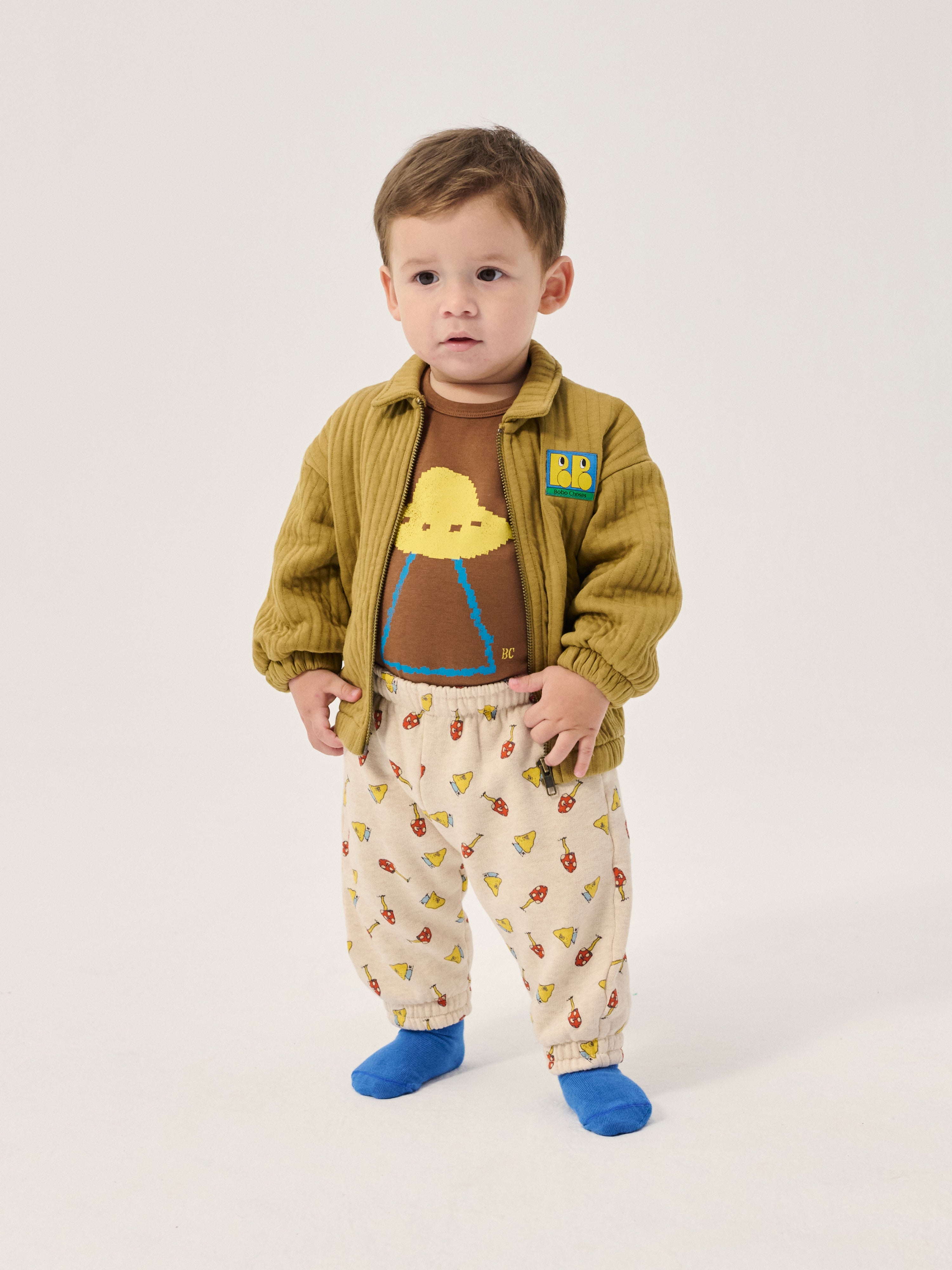 Veste pour bébé Booo Bo Choses kaki / Sweat-shirt matelassé à fermeture éclair Booo Bo Choses Tag