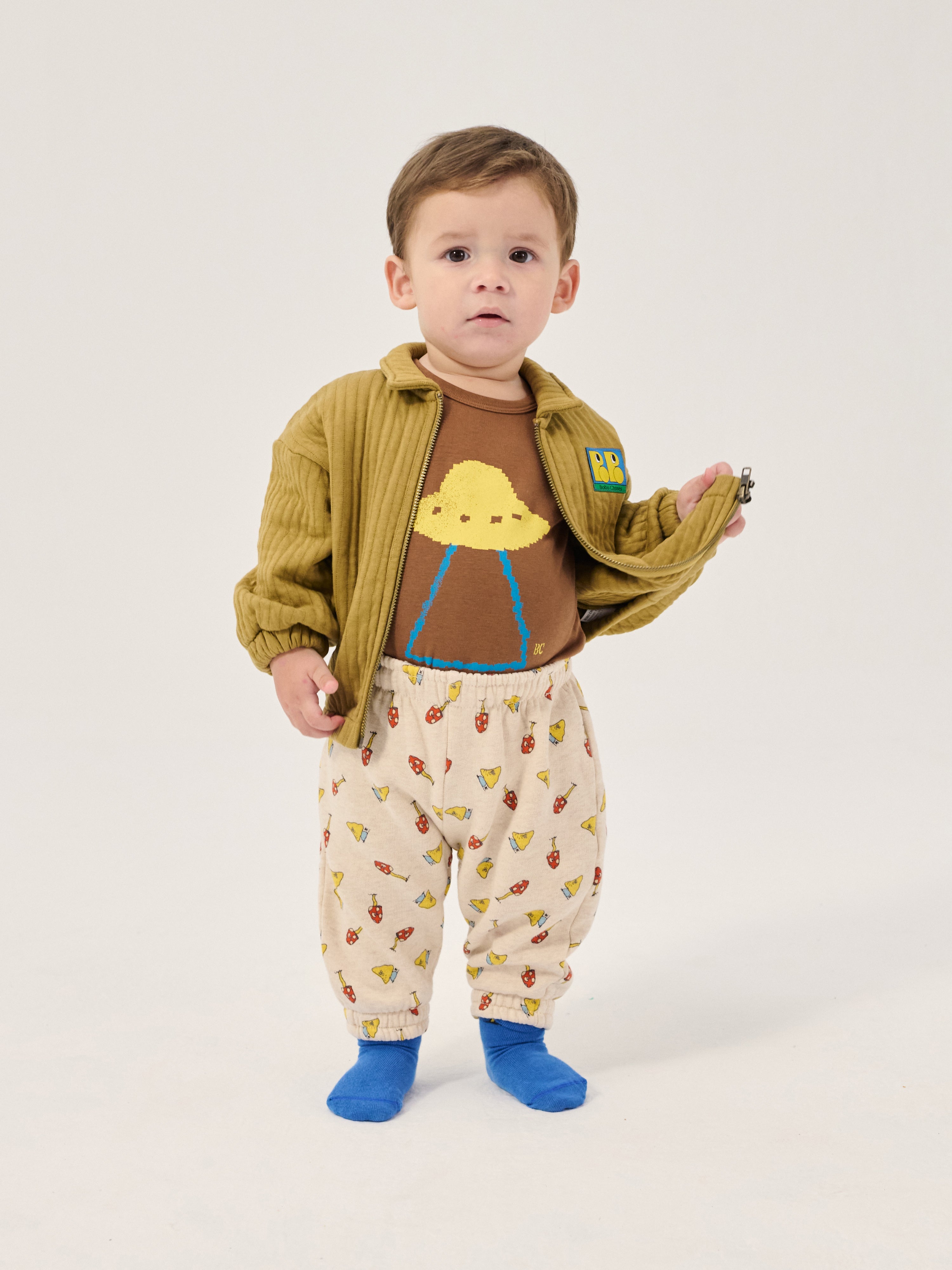 Veste pour bébé Booo Bo Choses kaki / Sweat-shirt matelassé à fermeture éclair Booo Bo Choses Tag
