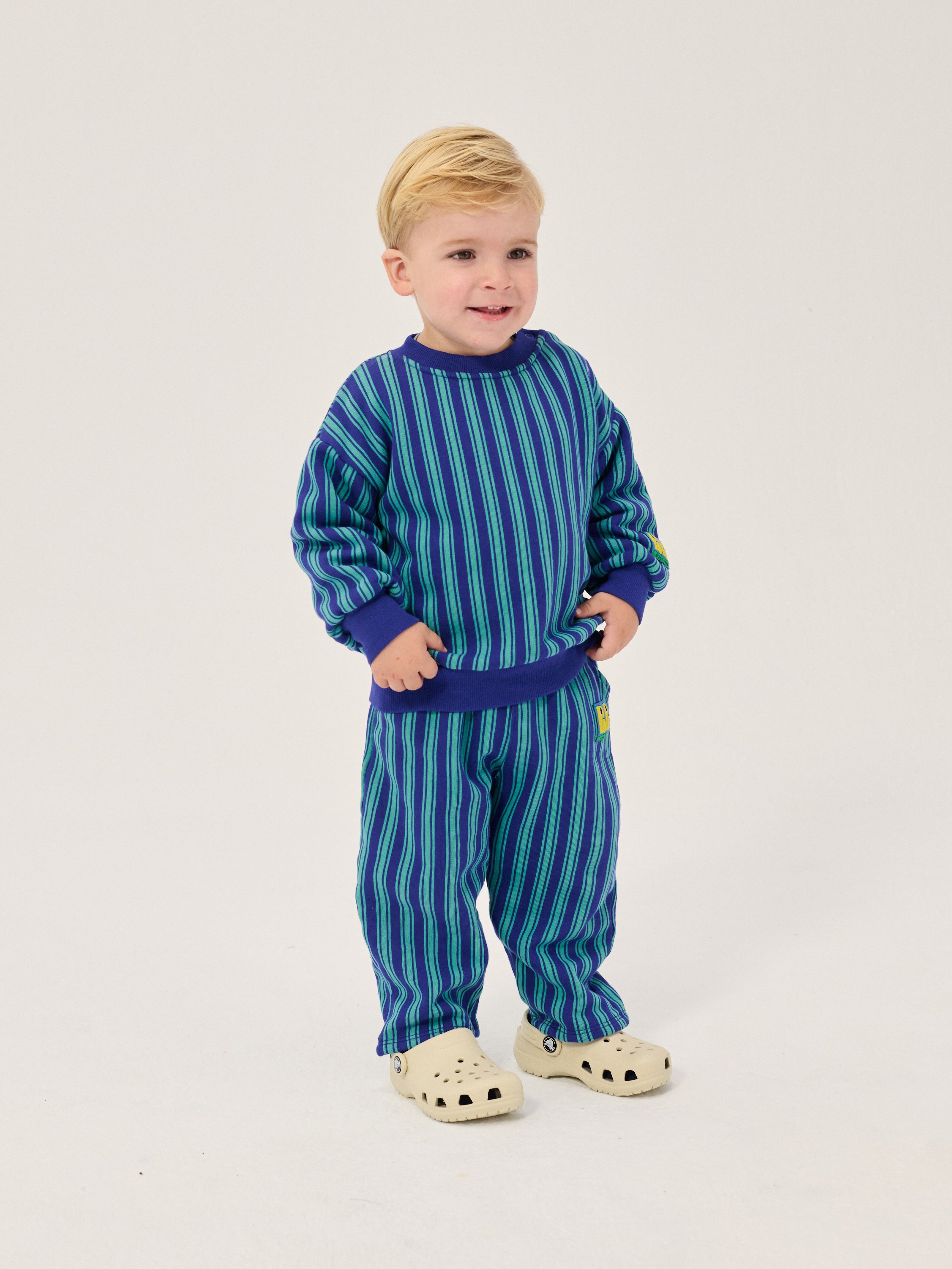pantalon de sport booo bo choses rayé bleu / Pantalon de jogging Baby Booo Bo Choses Tag rayé