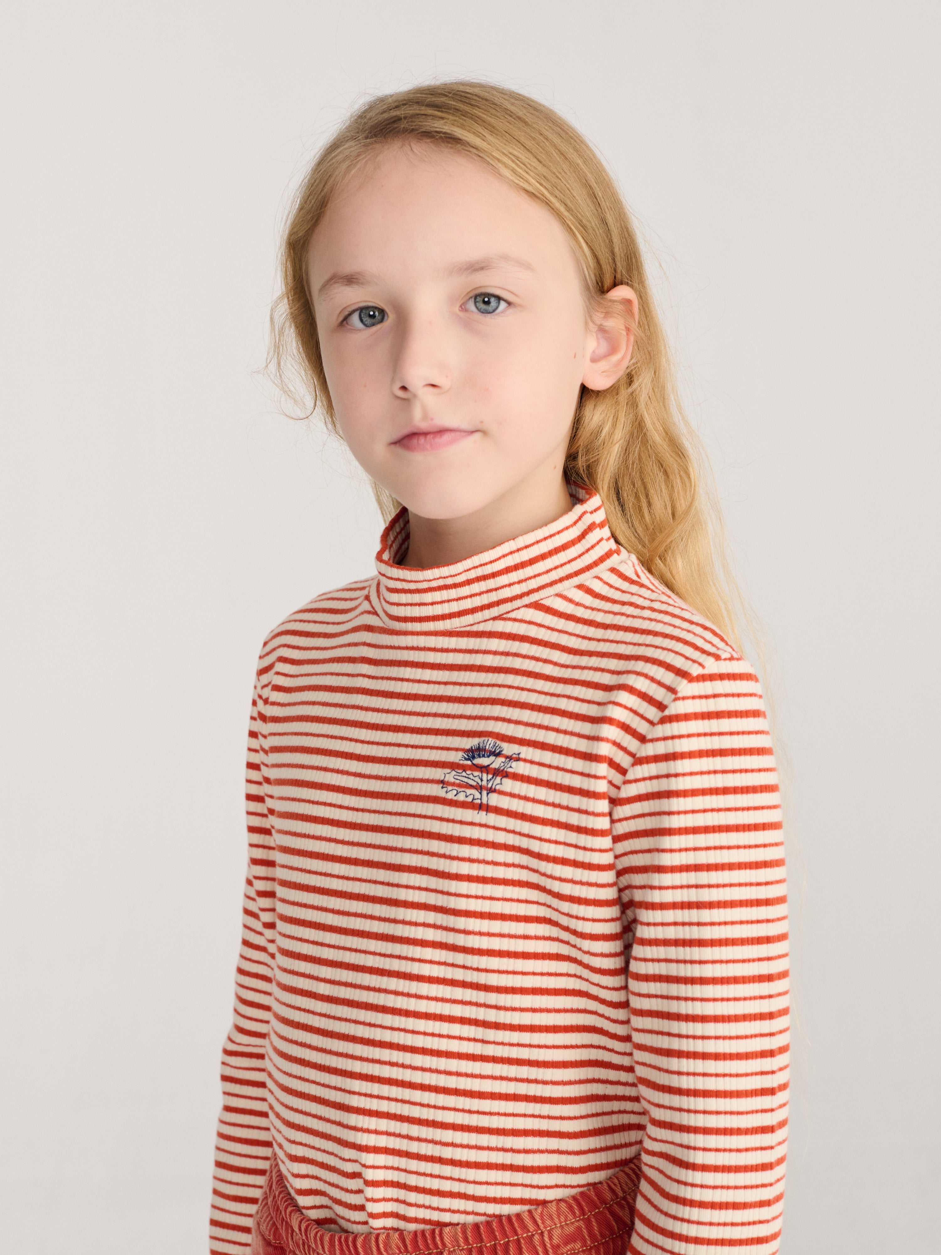 Langarmshirt Energy Flower Stripes Turtle Neck Offwhite