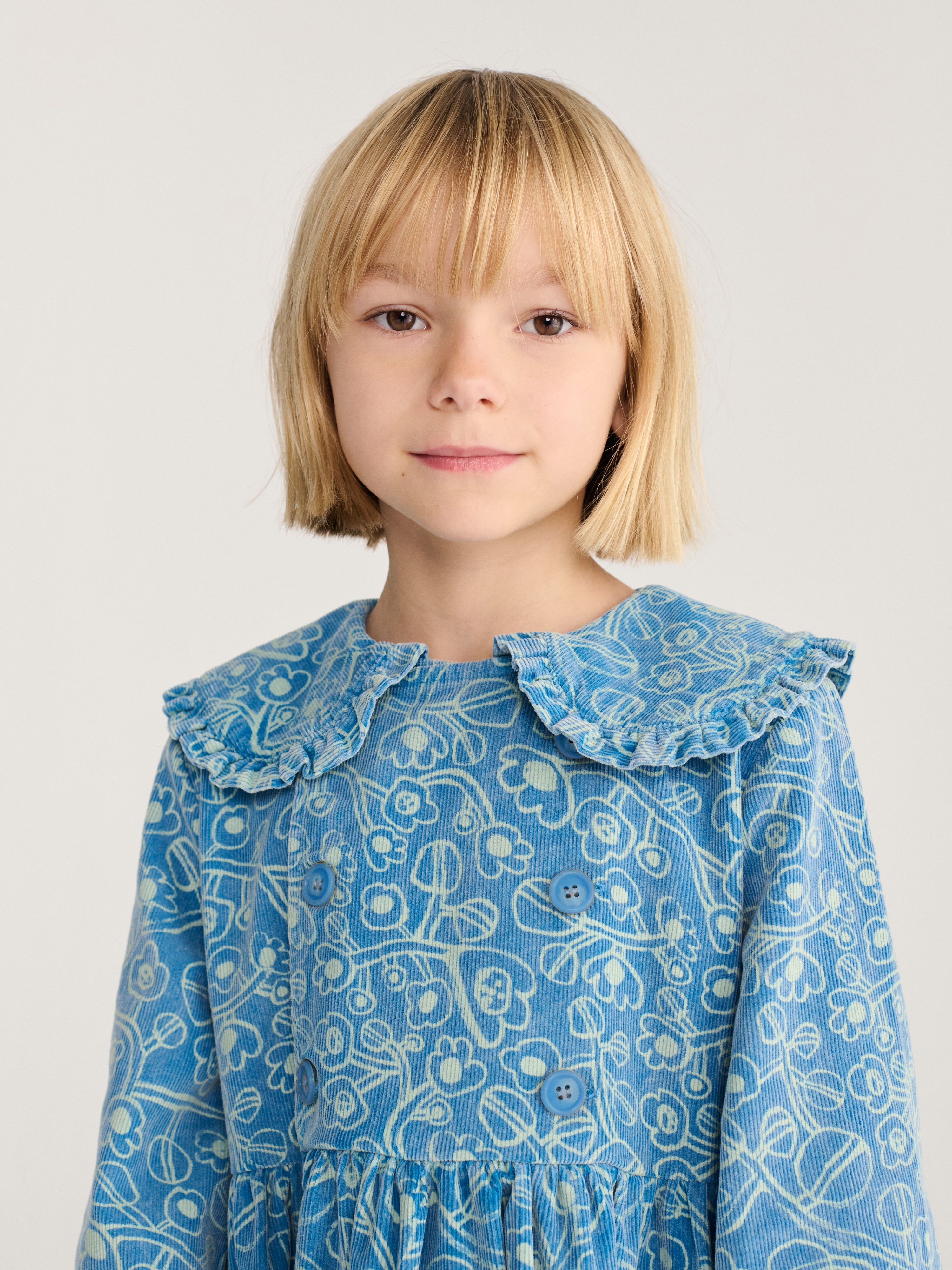 Robe « Sketchy Flowers » à motifs sur toute la surface, bleue