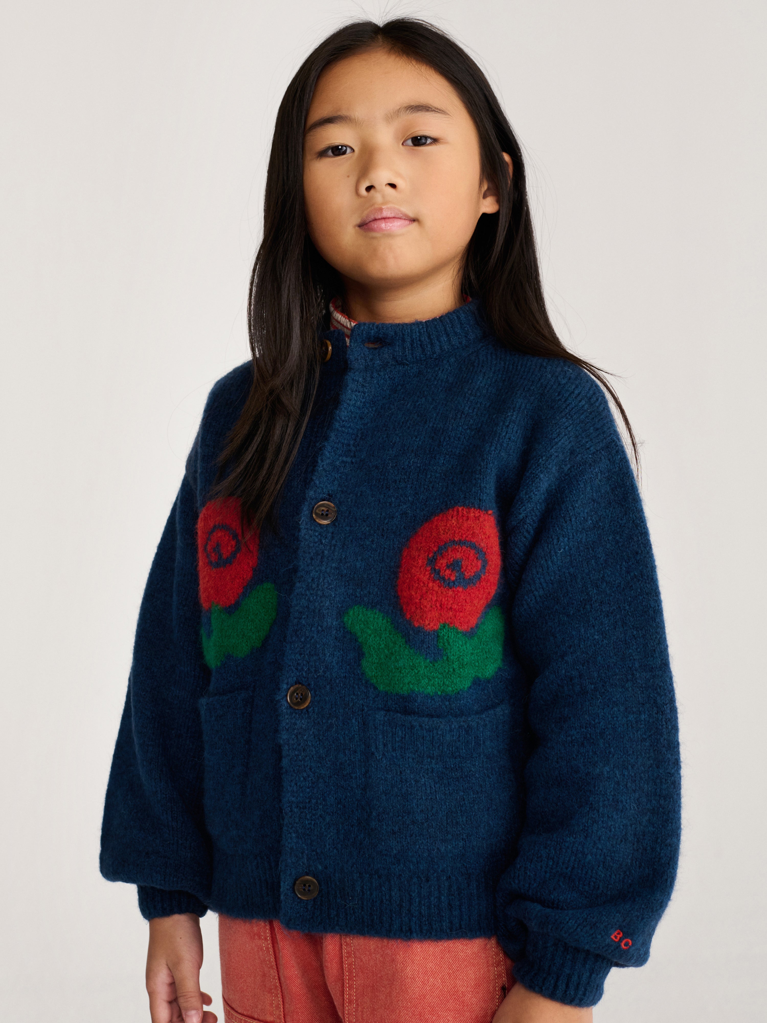 Strickjacke Stamp Bloom Midnight Blue